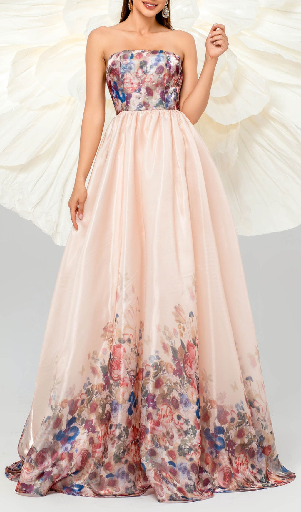 Bilhah Strapless Floral Print Maxi Dress