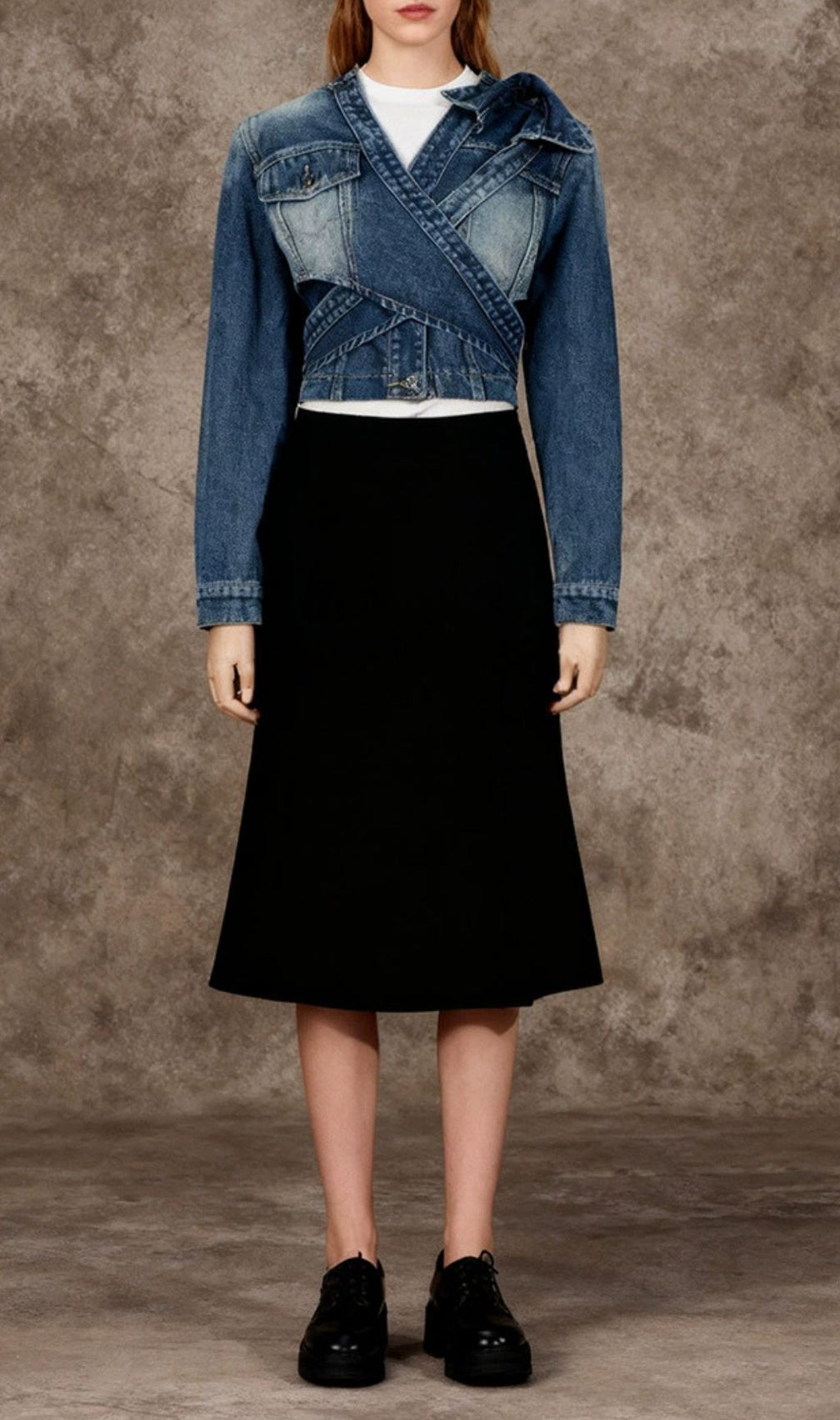 Elandra Deconstruct Denim Jacket for Women | Cropped Statement Style