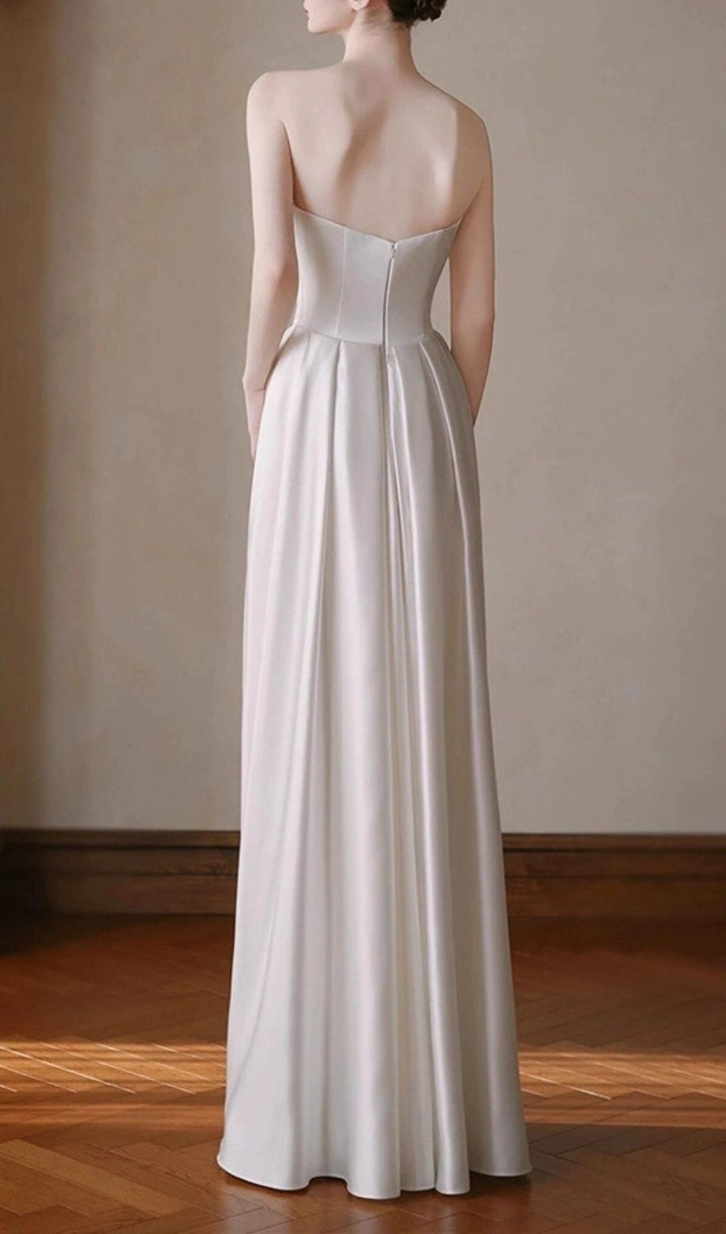 Kashiti Strapless Draped Satin Wedding Dress - Effortless Elegance for Modern Brides