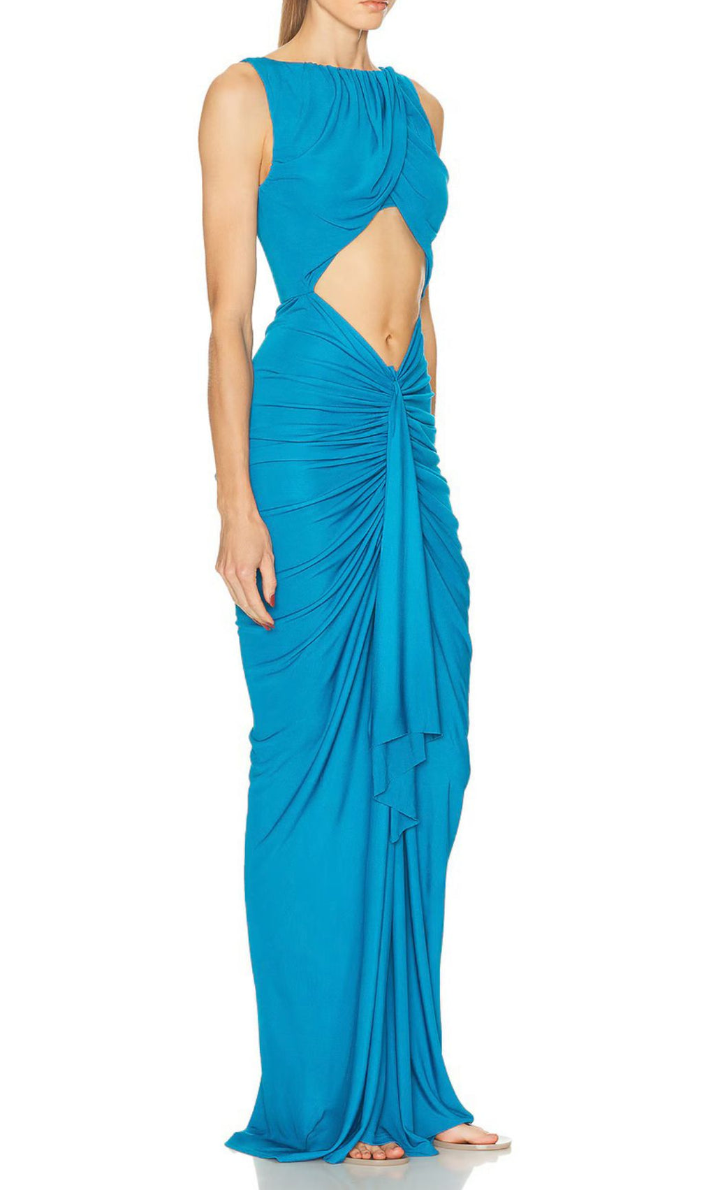 Henrik Blue Cutout Ruched Maxi Dress
