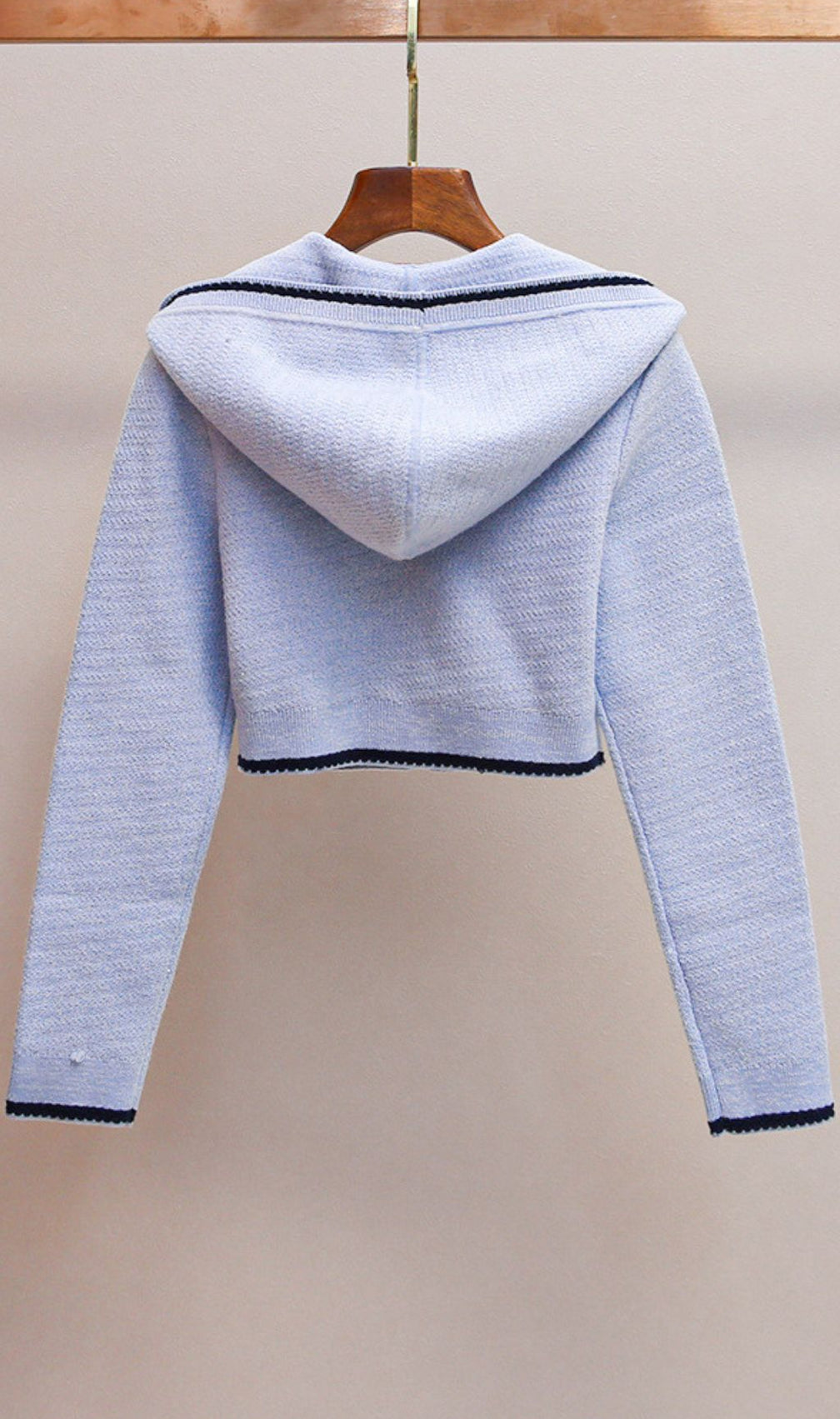 Humana Blue Beaded Cardigan | Chic Nautical Knit with Pearl & Anchor Details