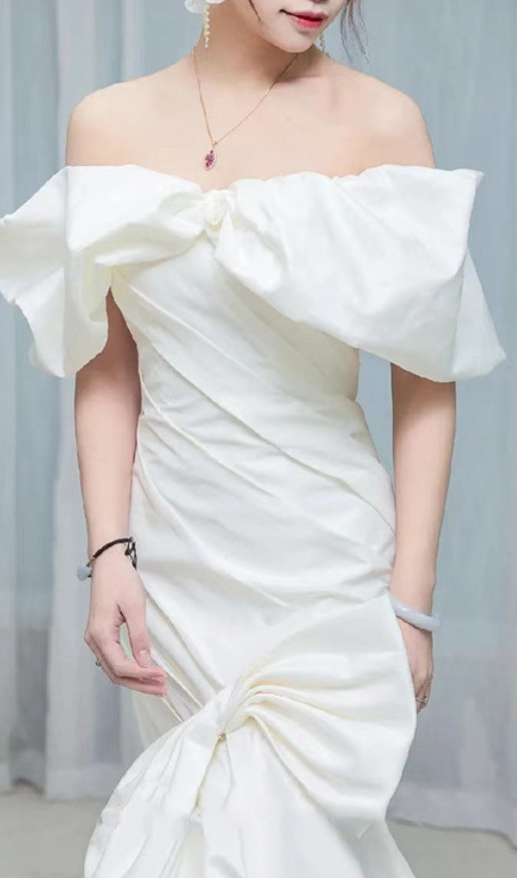 Aviatrix White Bow Wedding Dress