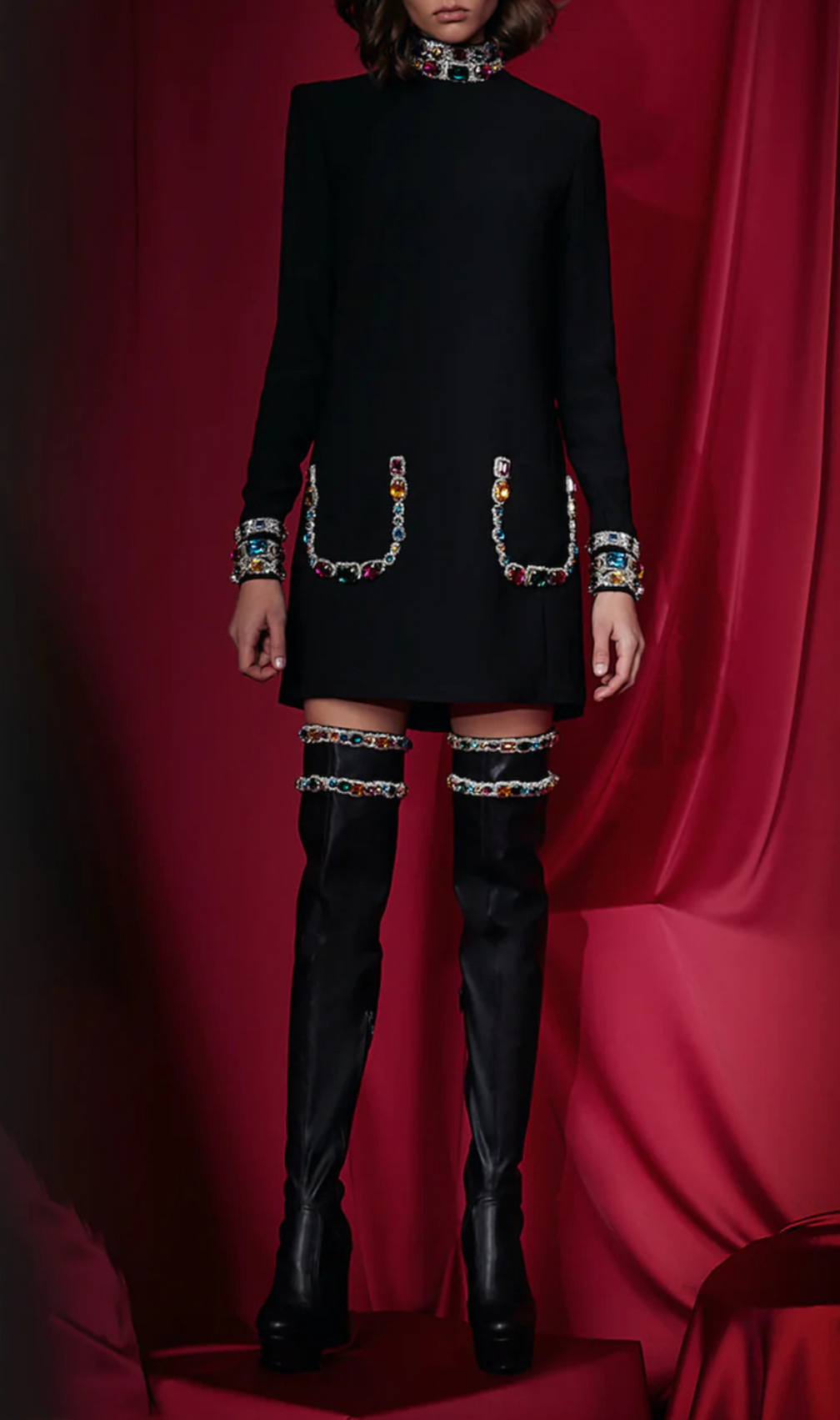 Arline Bead-Embroidered Mini Dress