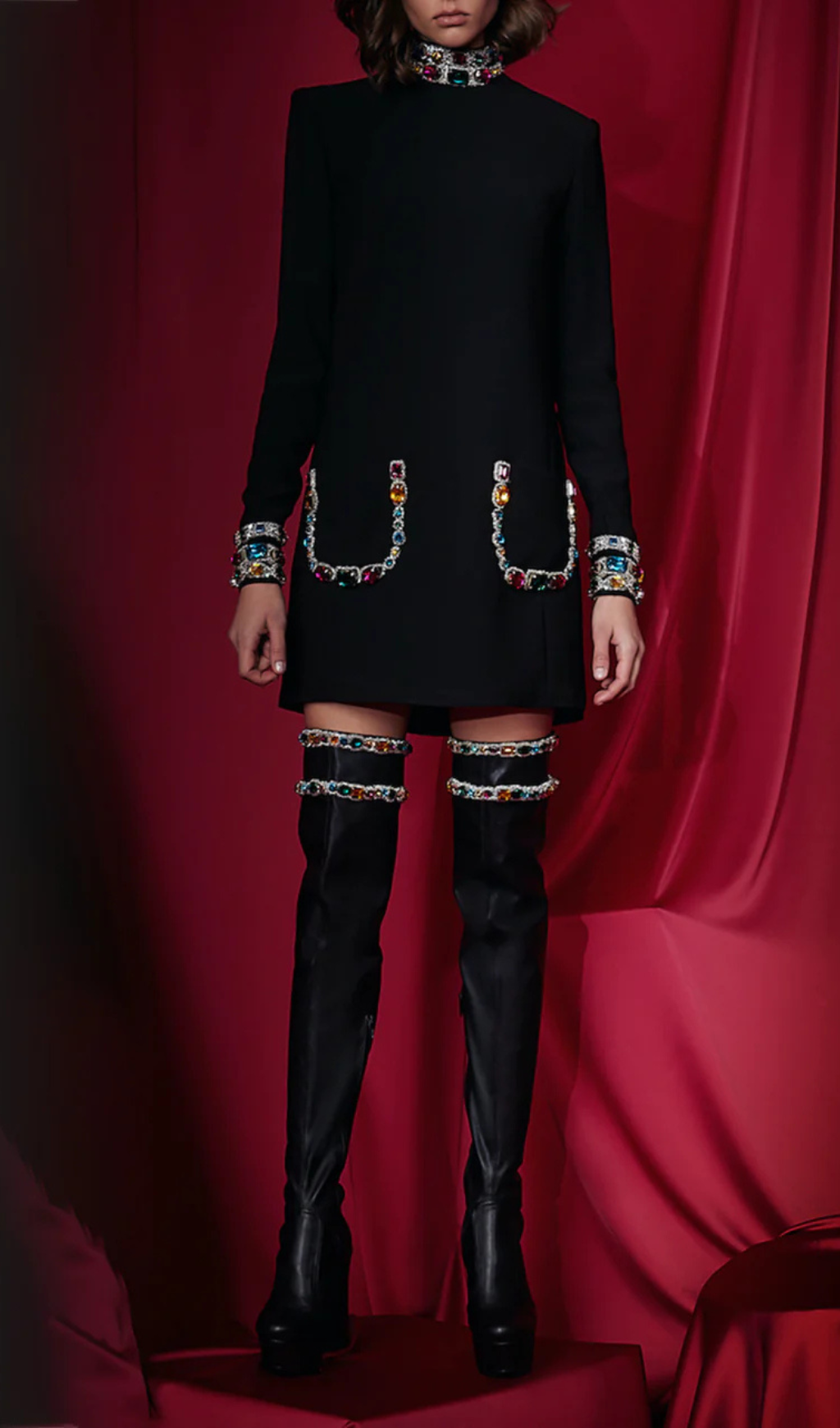Arline Bead-Embroidered Mini Dress
