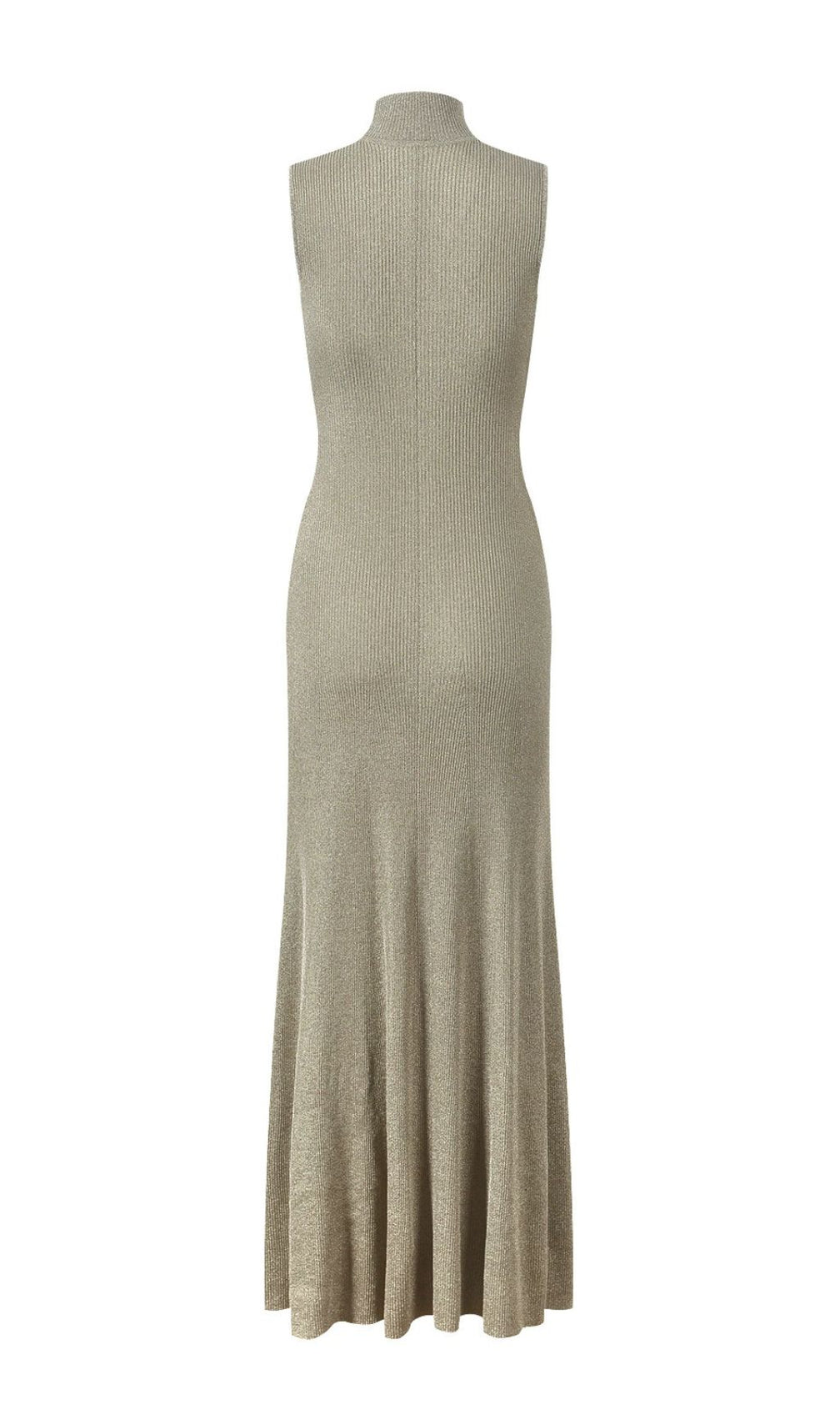 Juno Shimmer Ribbed Knit Maxi Dress | Mock Neck | Gold Buttons