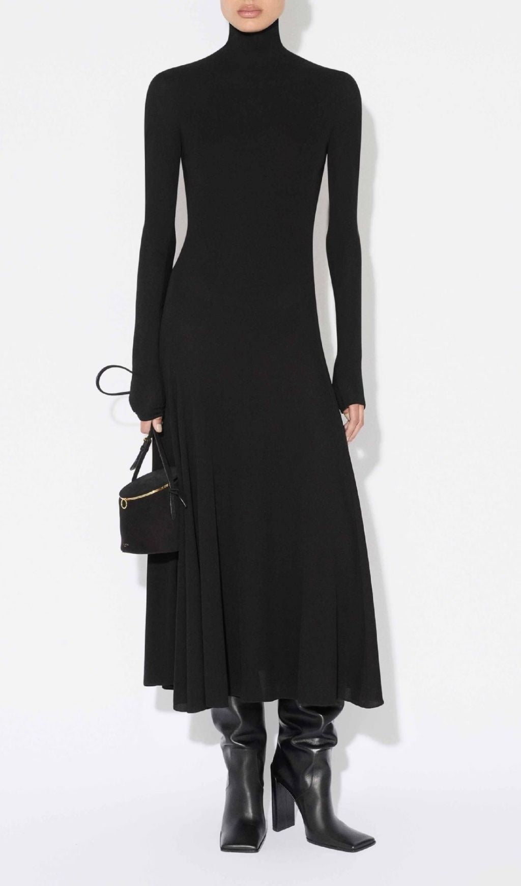 Katina Black Long Sleeve Heart Midi Dress