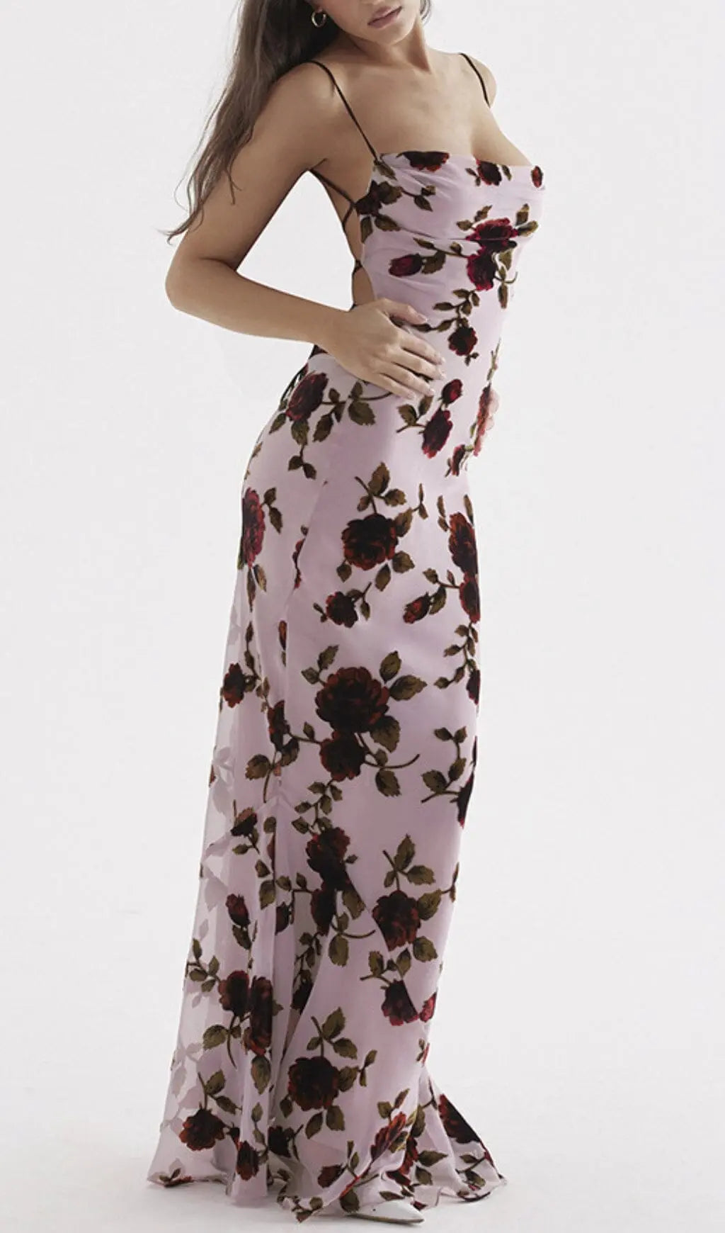 Pink Devore Maxi Dress