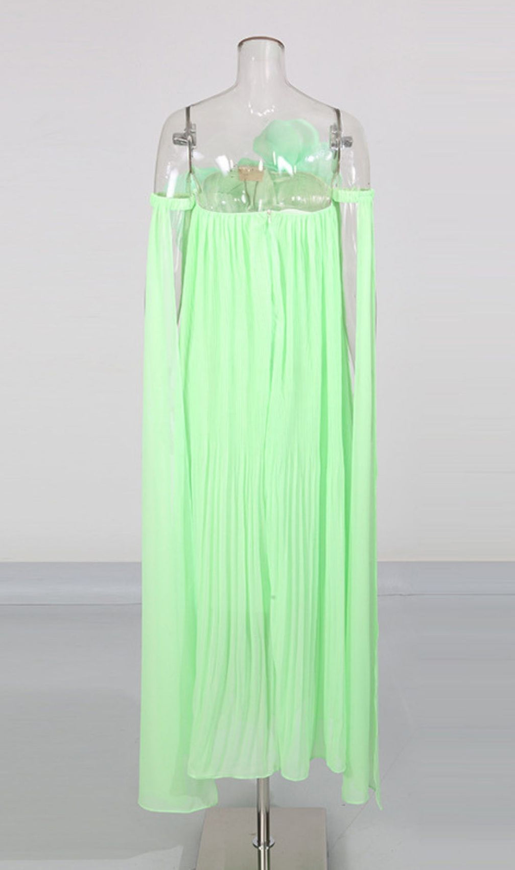 Keyah Enchanting Green Floral Appliqué Maxi Dress - Strapless Elegant Gown for Women