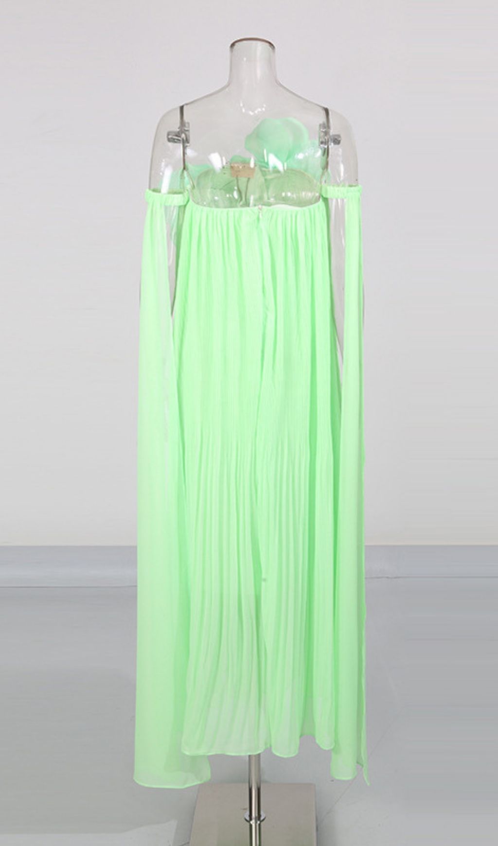 Keyah Enchanting Green Floral Appliqué Maxi Dress - Strapless Elegant Gown for Women