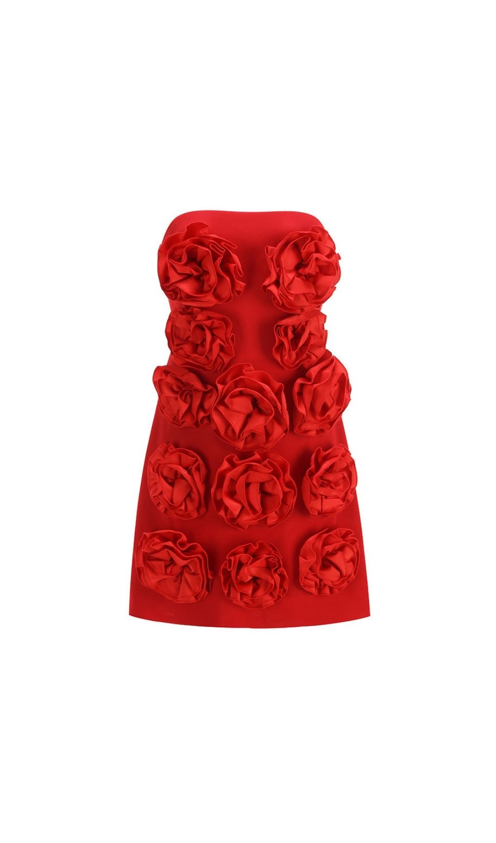 Kazuye Red Strapless Rose Appliqué Mini Dress | Date Night & Cocktail Party Ready