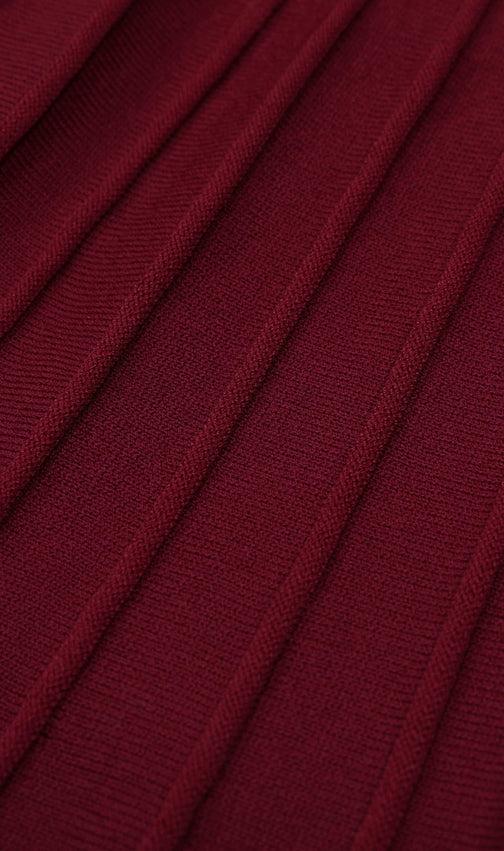 Judy Chic Button-Front Contrast Trim Knit Midi Dress