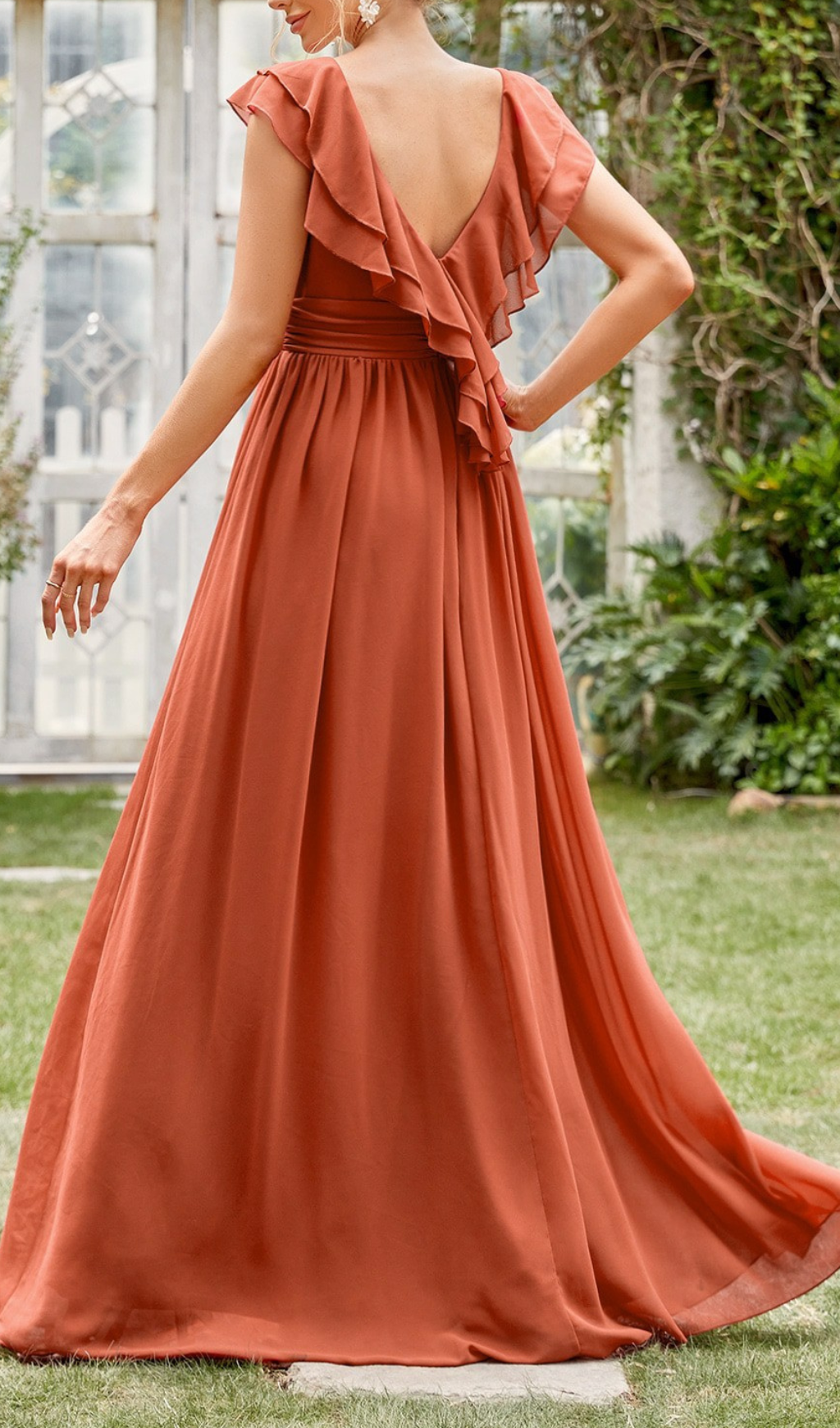 Gersemi V-Neck Ruffle Maxi Dress