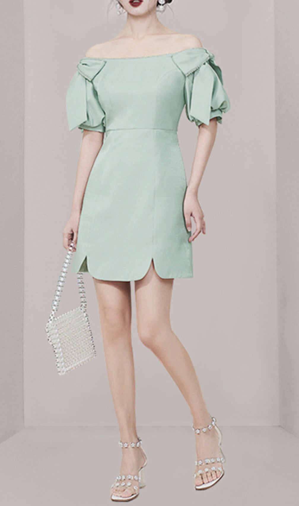 Donae Green Off-Shoulder Mini Dress