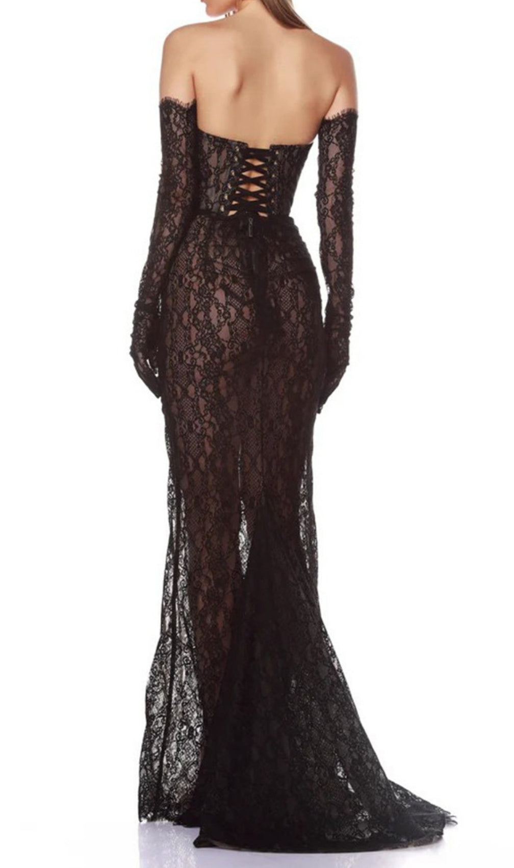 Elliana Blace Lace Gown With Gloves