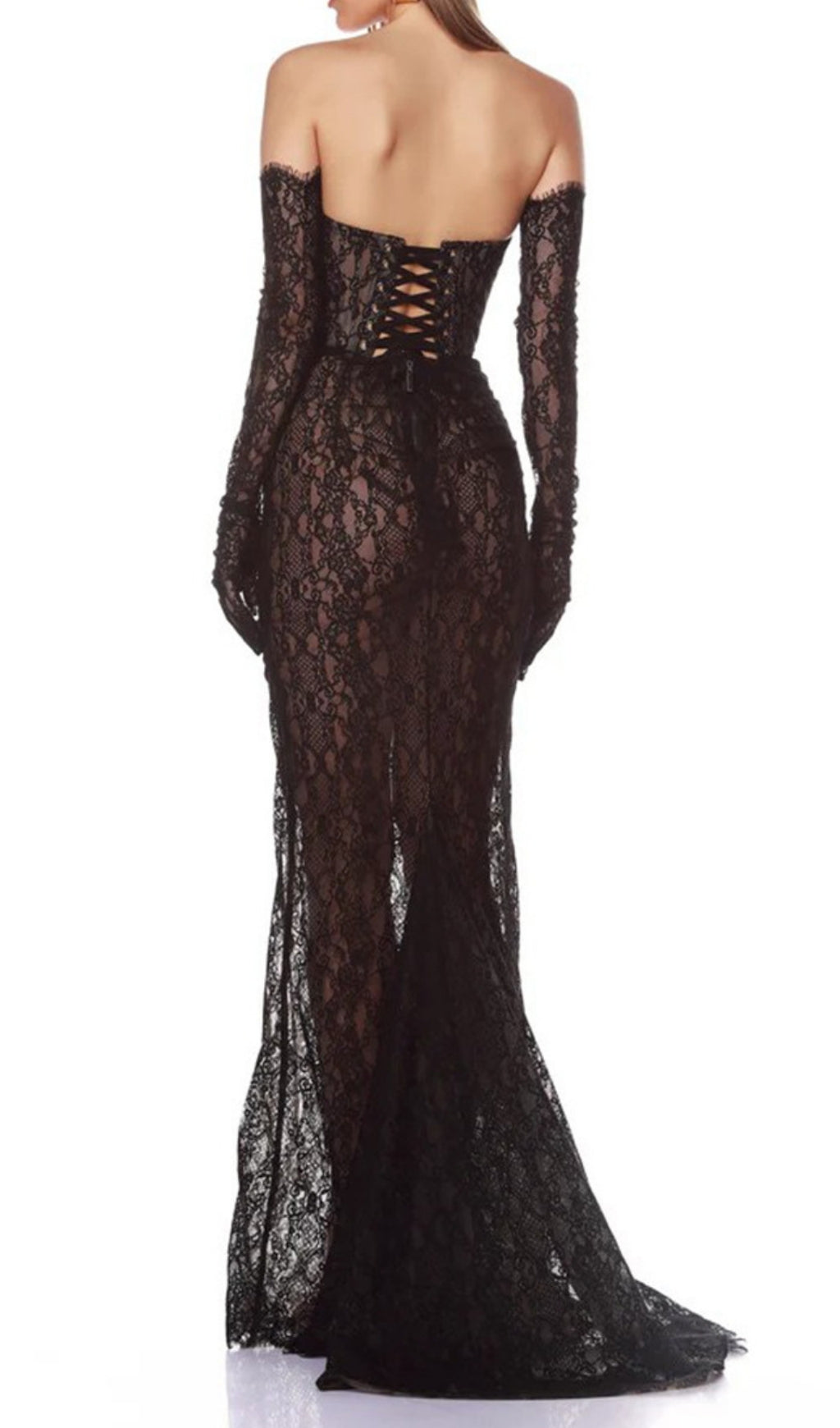 Elliana Blace Lace Gown With Gloves