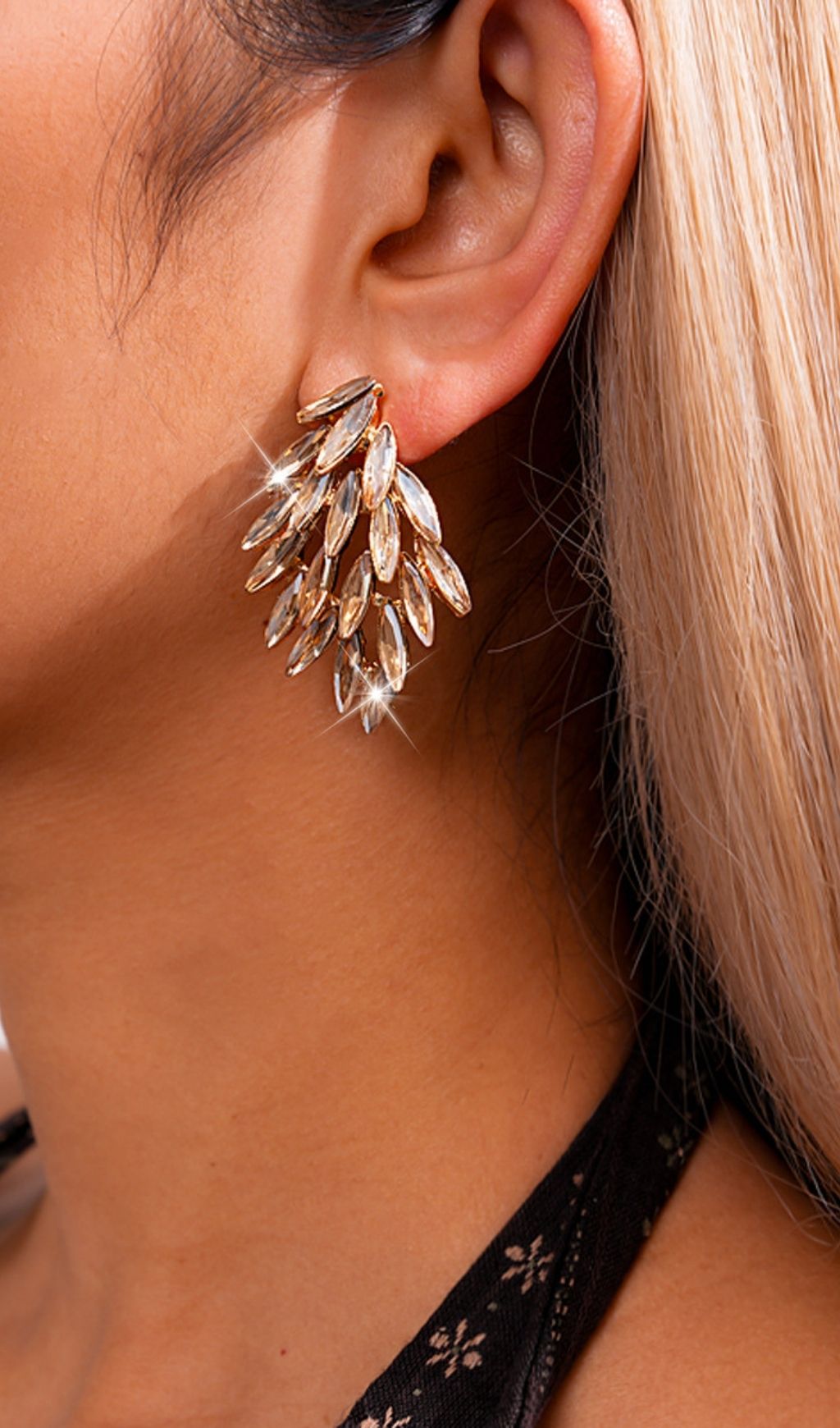 Katinka Statement Diamante Earrings: Celestial Sparkle for Women
