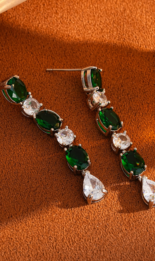 Elegant Emerald Green Bow Cubic Zirconia Jewelry Set