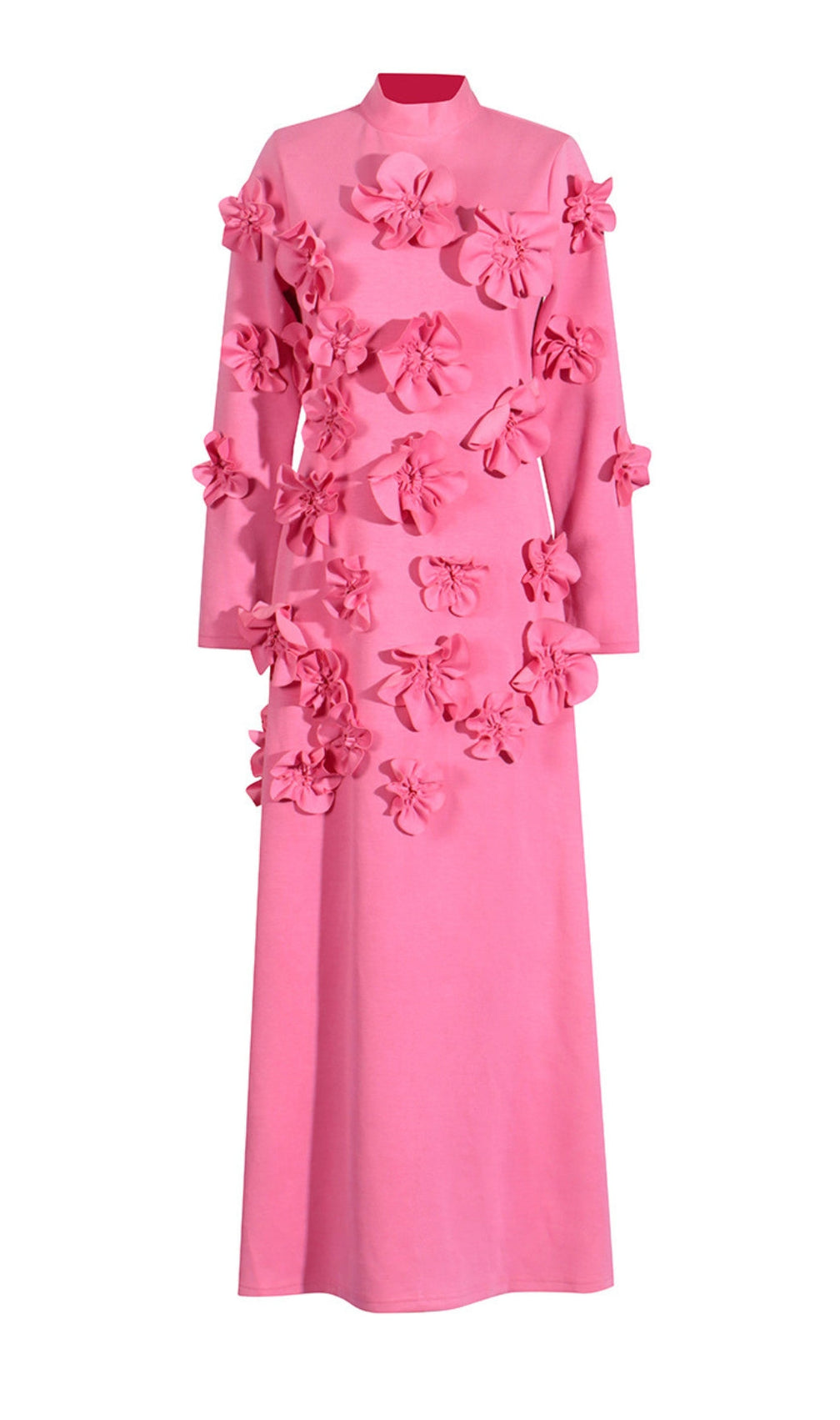 Bly Pink Flower Long Sleeve Maxi Dress