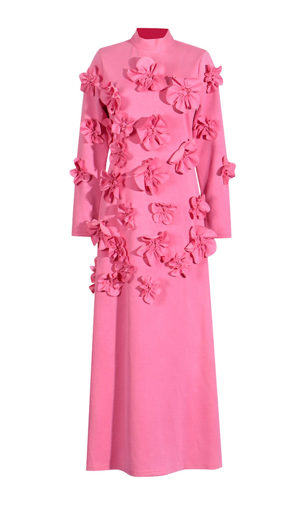 Bly Pink Flower Long Sleeve Maxi Dress