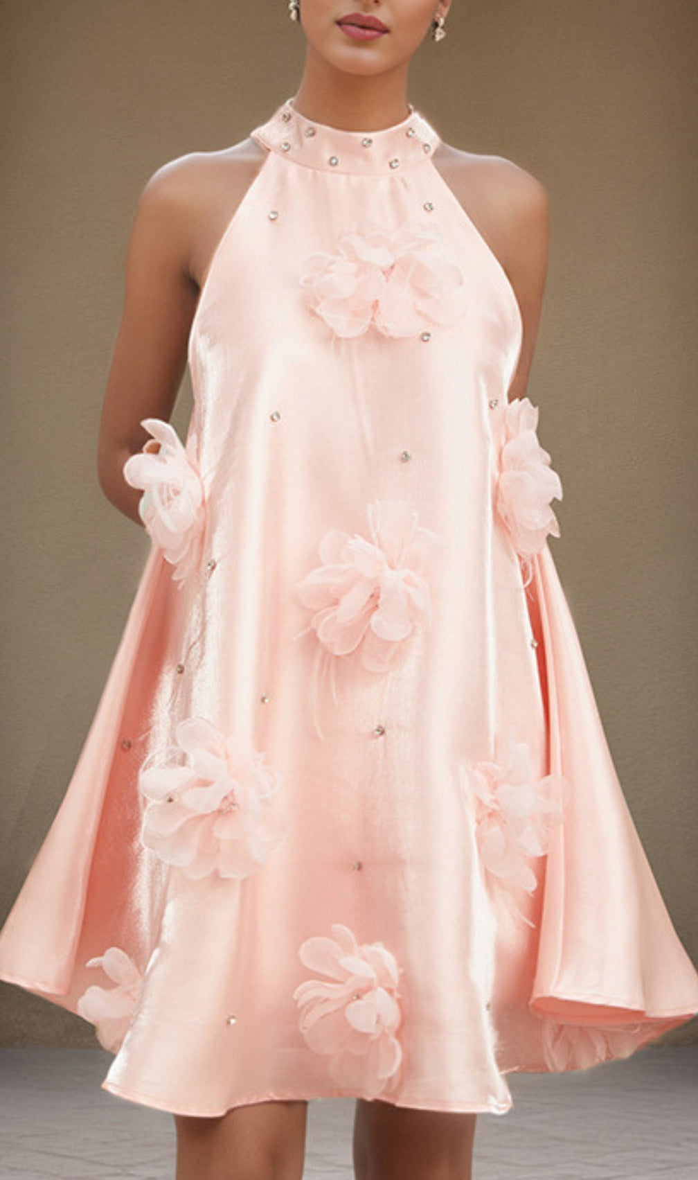 Dusty Halter Flower Mini Dress