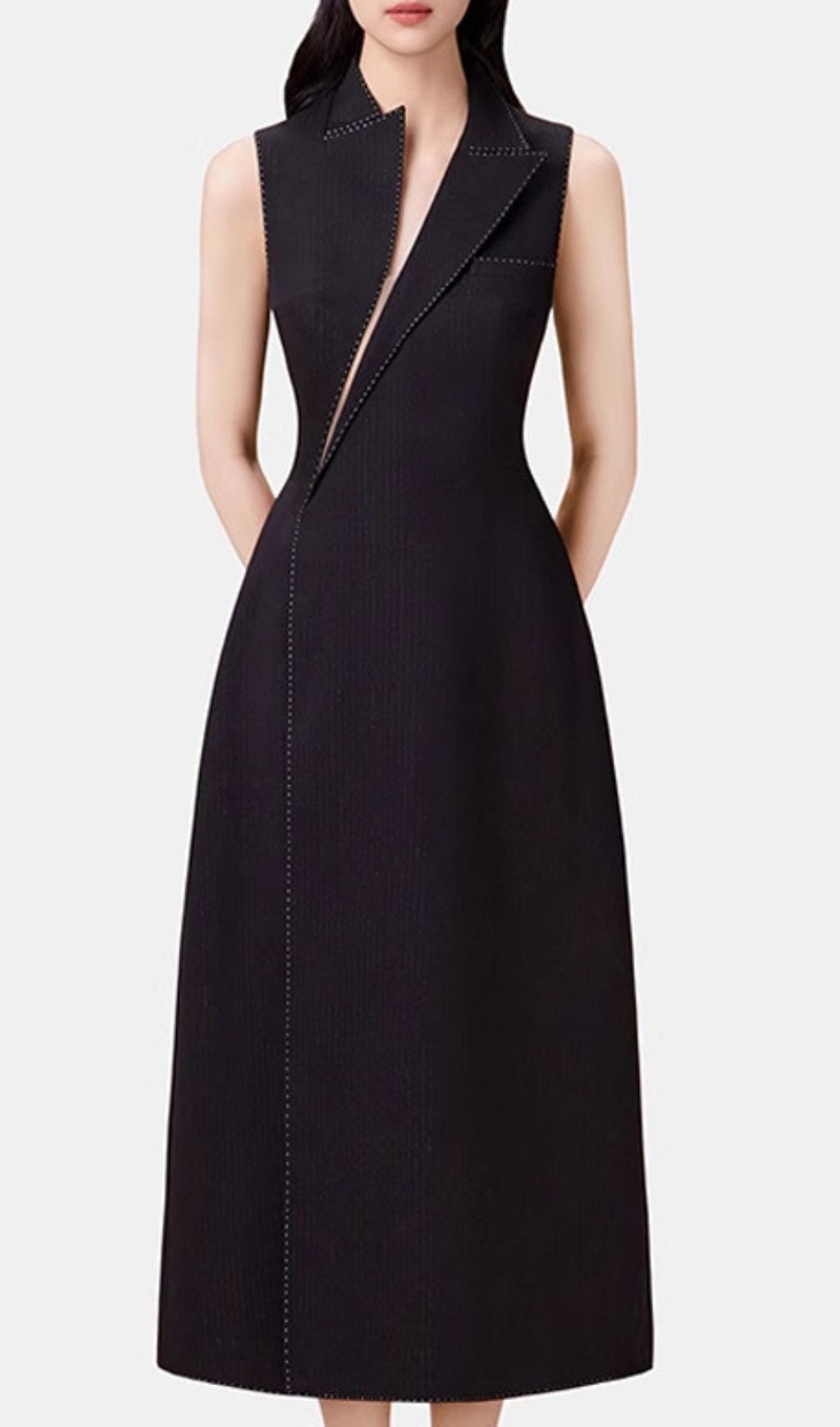 Galatea Sleeveless Irregular Midi Dress