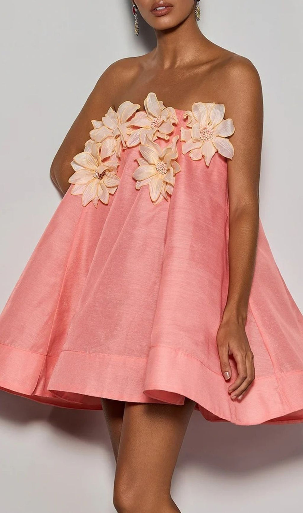 Gratho Coral Blossom Strapless Mini Dress | Summer Elegance