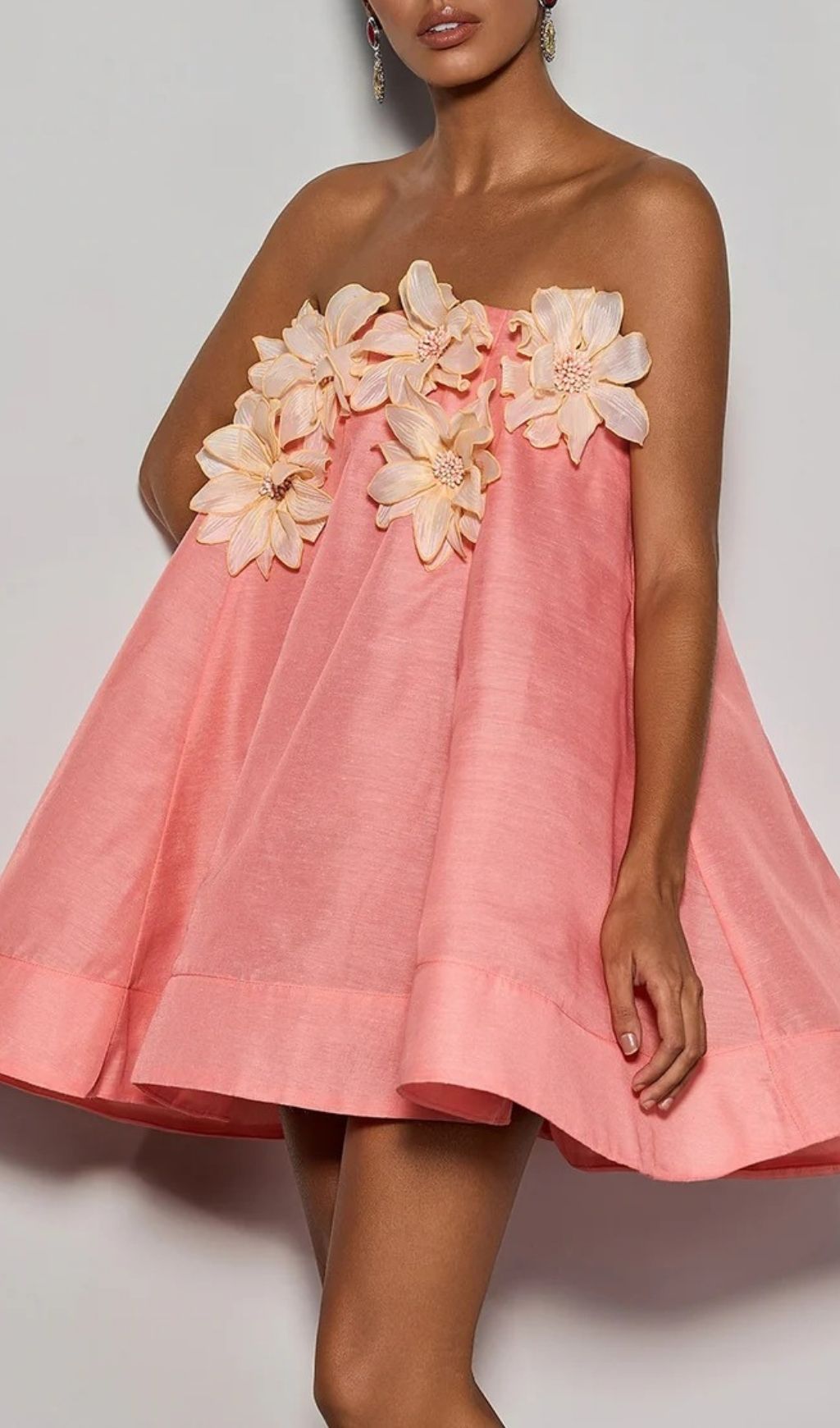 Gratho Coral Blossom Strapless Mini Dress | Summer Elegance