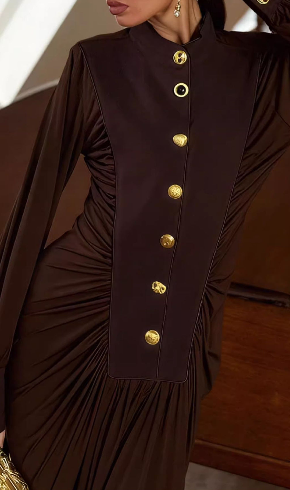 Hikari Long Sleeve Ruched Maxi Dress