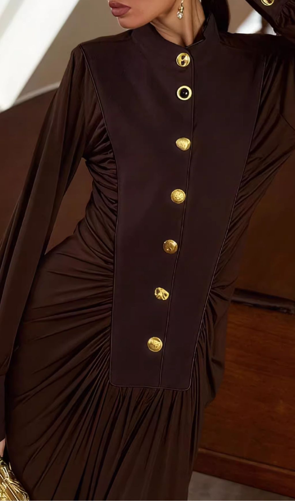 Hikari Long Sleeve Ruched Maxi Dress