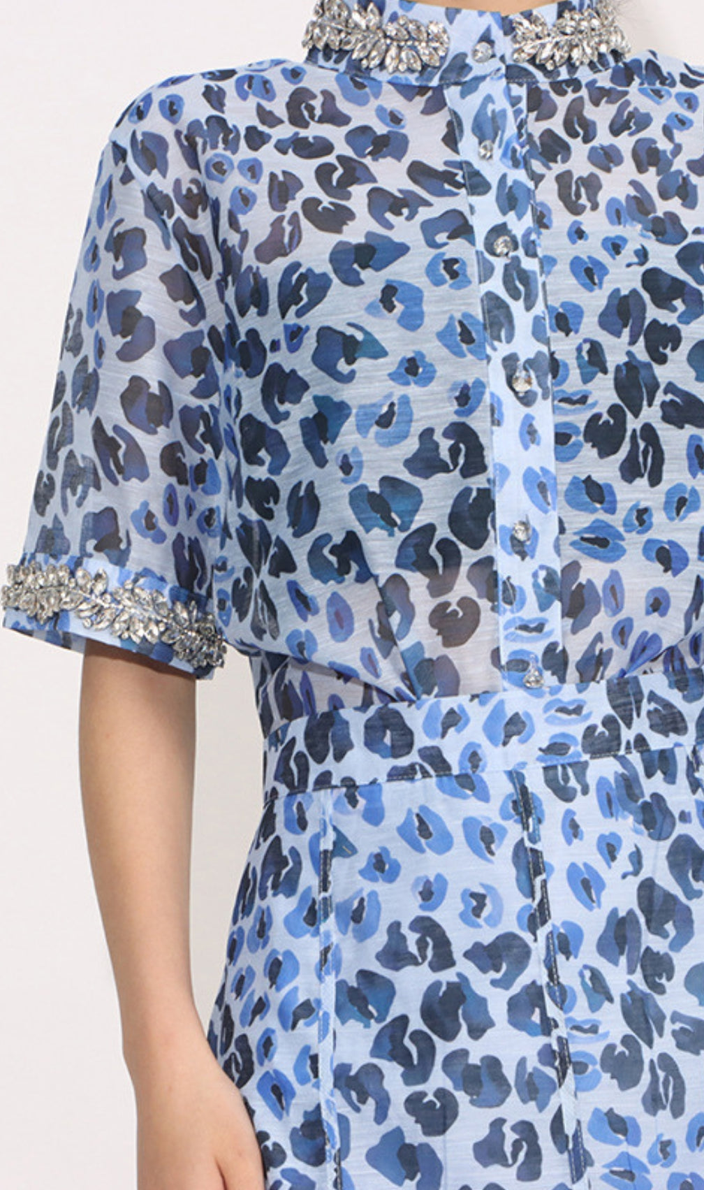 Dympna Blue Printed Diamond Midi Dress