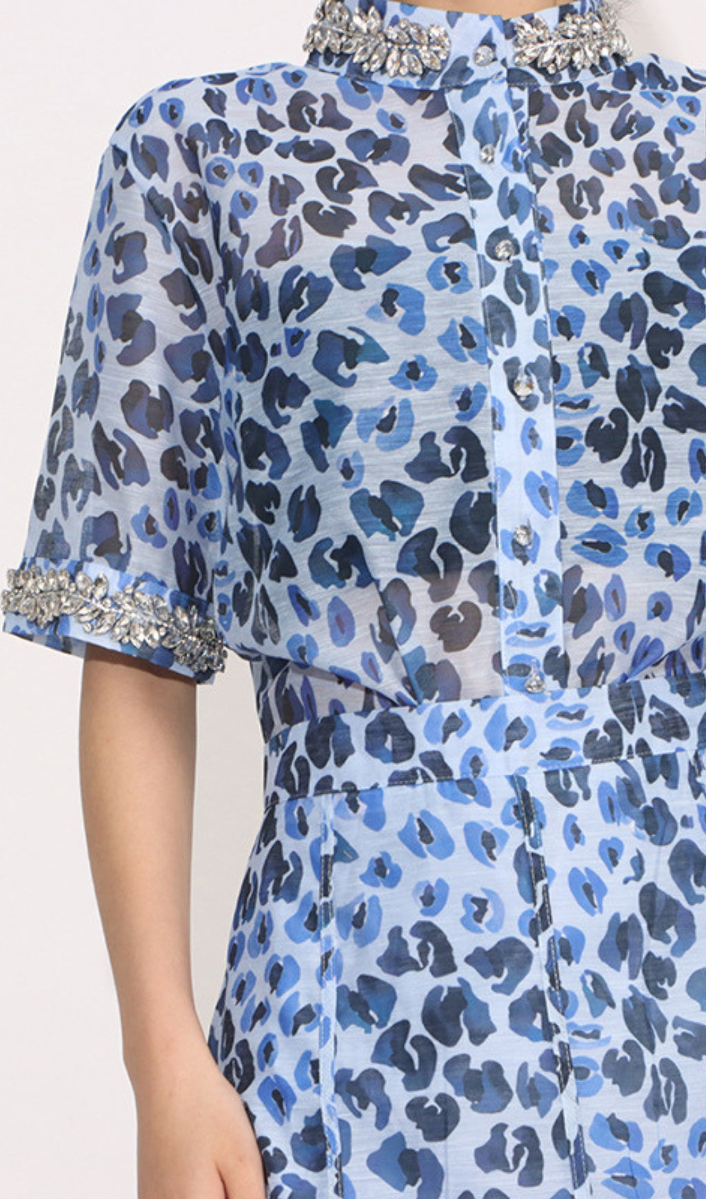 Dympna Blue Printed Diamond Midi Dress