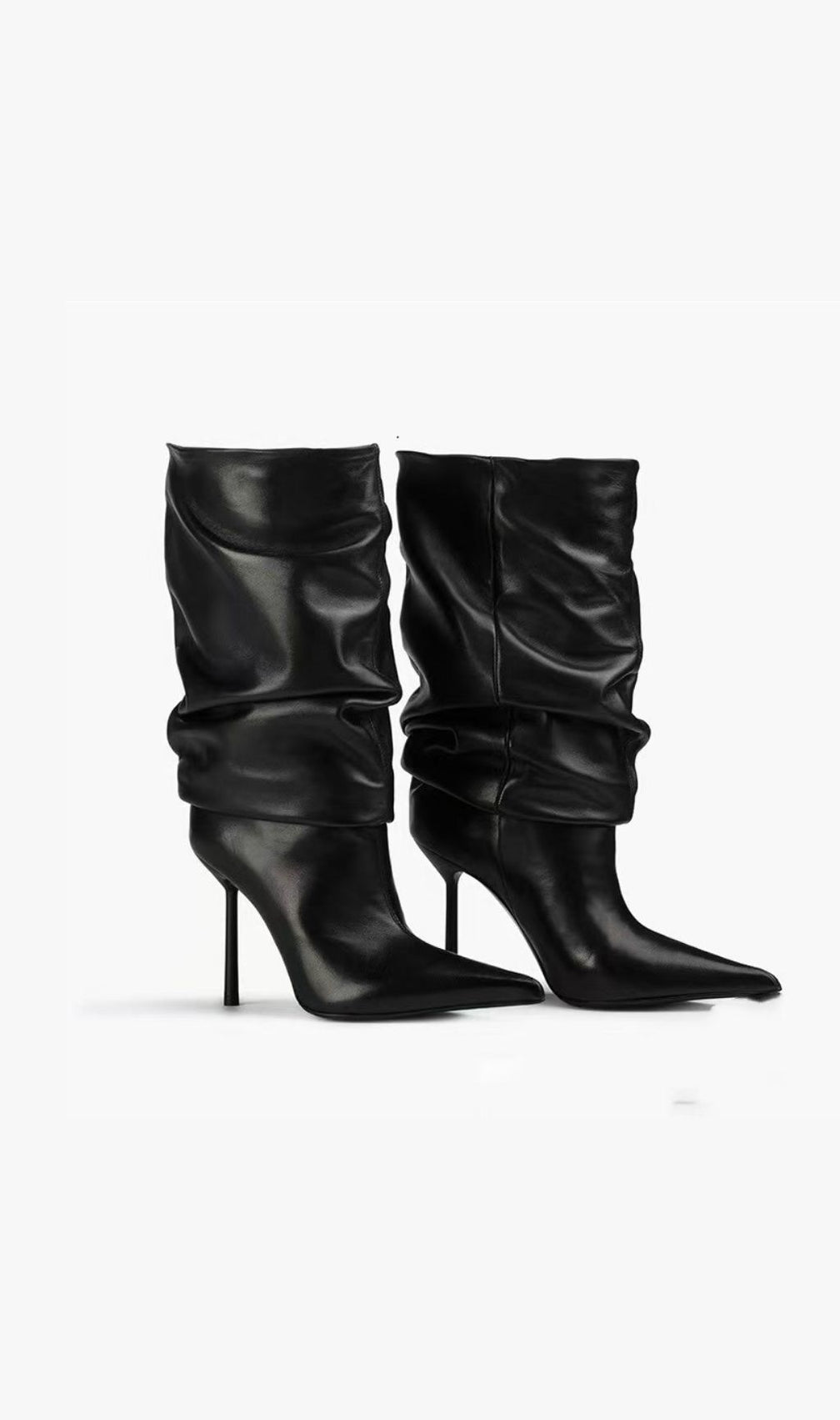 Katelyn Luxe Red Ruched Stiletto Boots | Women's Chic Slouchy Pointed Toe