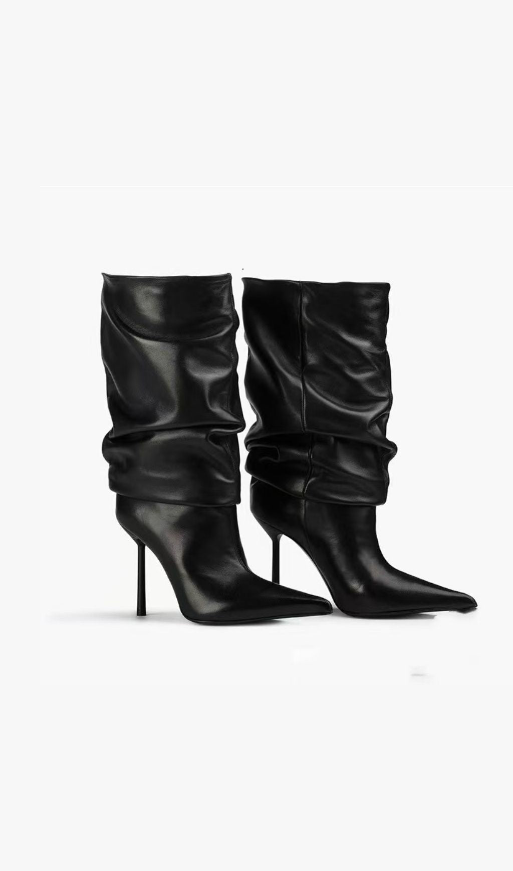 Katelyn Luxe Red Ruched Stiletto Boots | Women's Chic Slouchy Pointed Toe