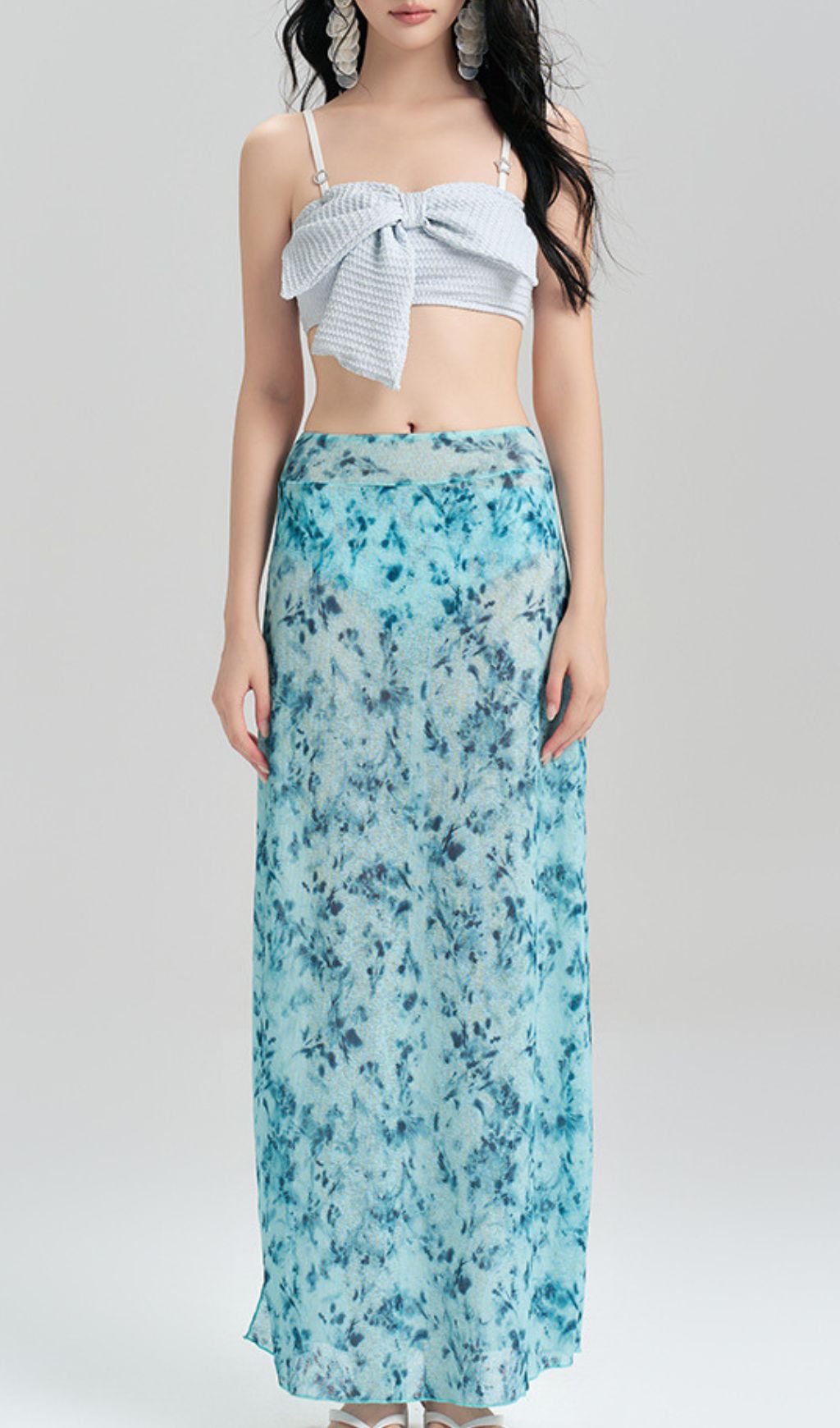 Grazia Blue Printed Three-Piece Swimsuit