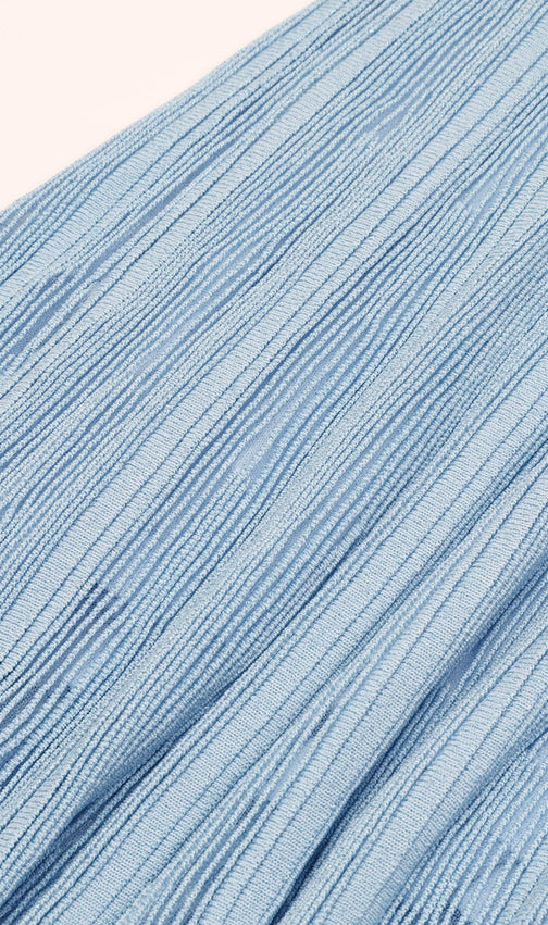 Kiandra Effortless Chic Blue Ribbed Knit Maxi Dress for Women