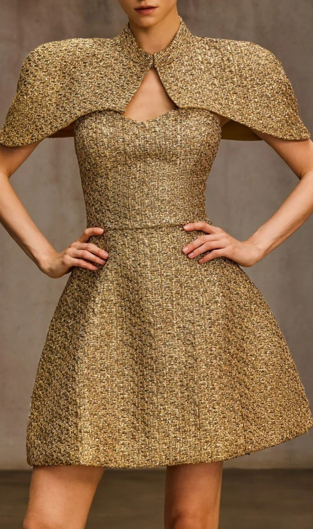 Omnirae Cape Lace Up Mini Dress