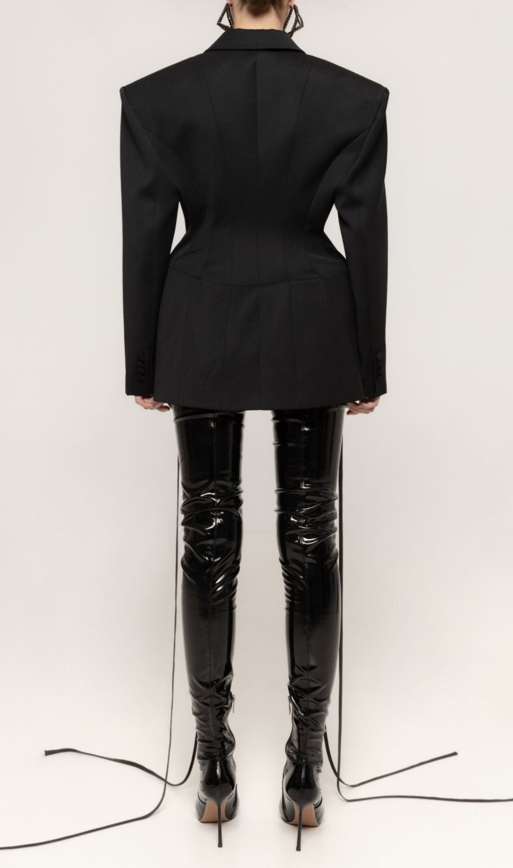 Ishan Black Lace-Up Blazer Dress | Daring Tailoring & Figure-Sculpting Style