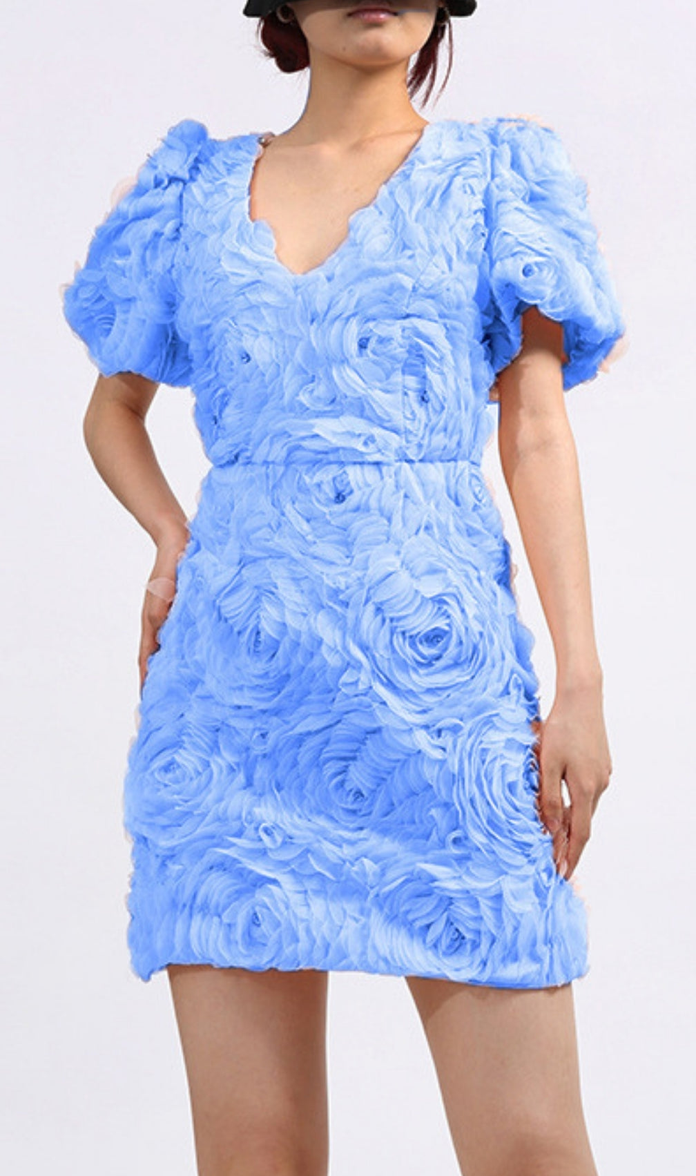 Elpida Flower Puff Sleeve Mini Dress