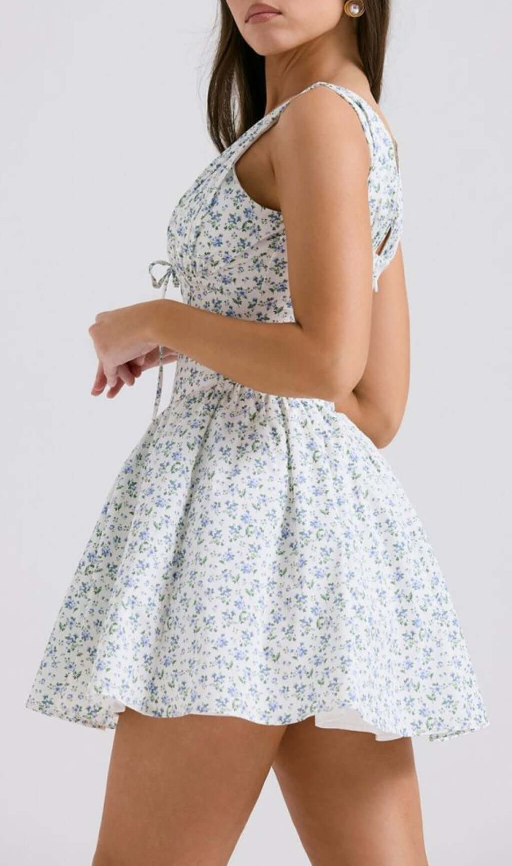 Bernie Blue Floral V-Neck Mini Dress