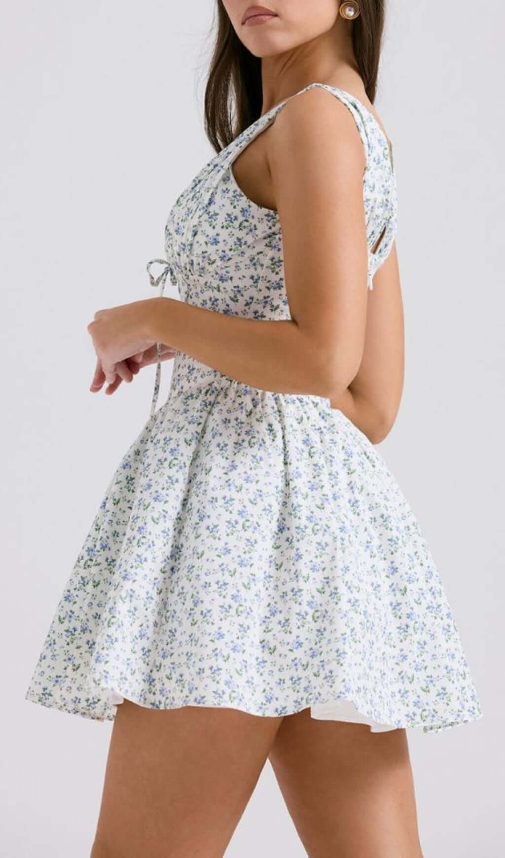 Bernie Blue Floral V-Neck Mini Dress