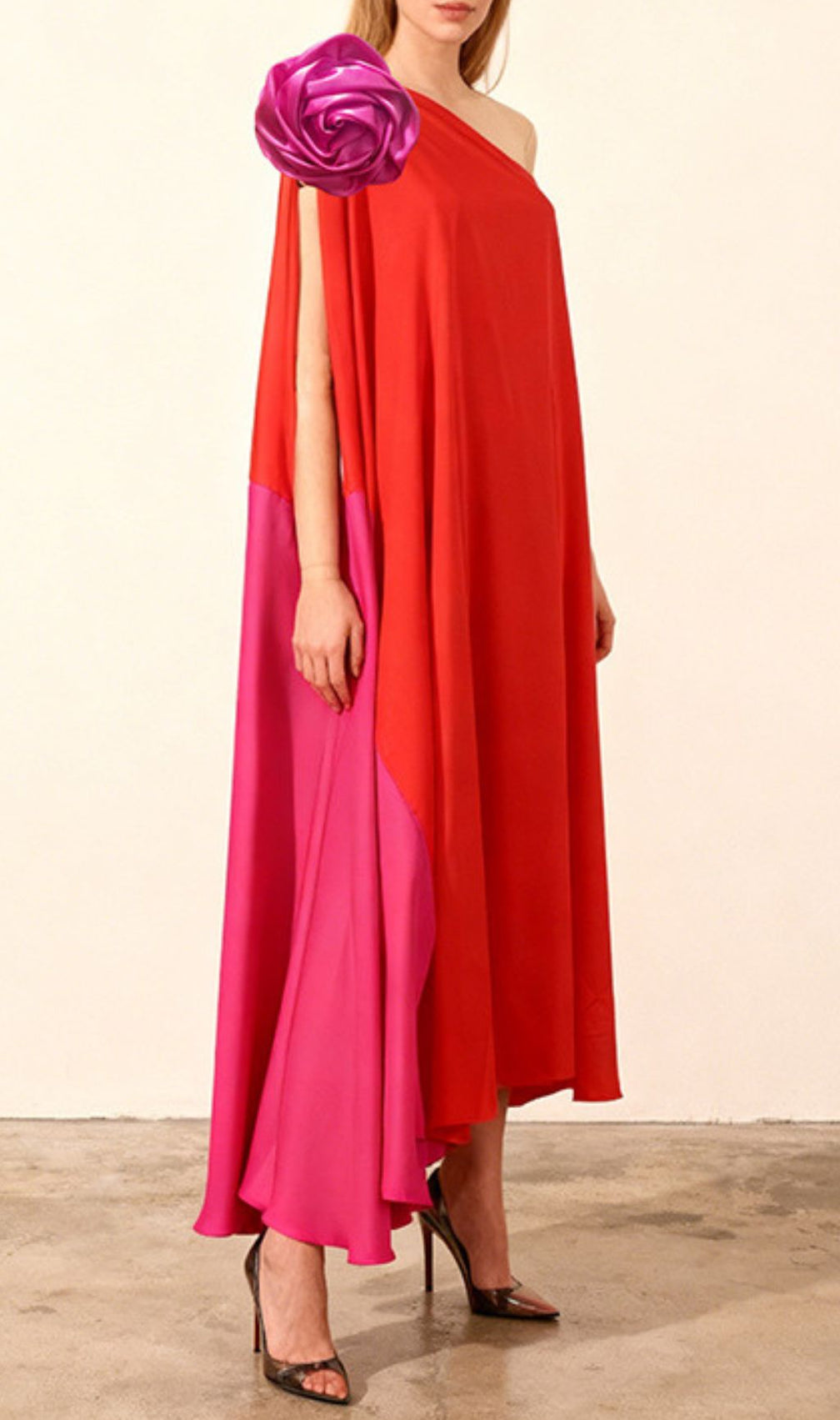 Jaslene Vibrant One-Shoulder Maxi Dress | Bold Floral Statement Gown