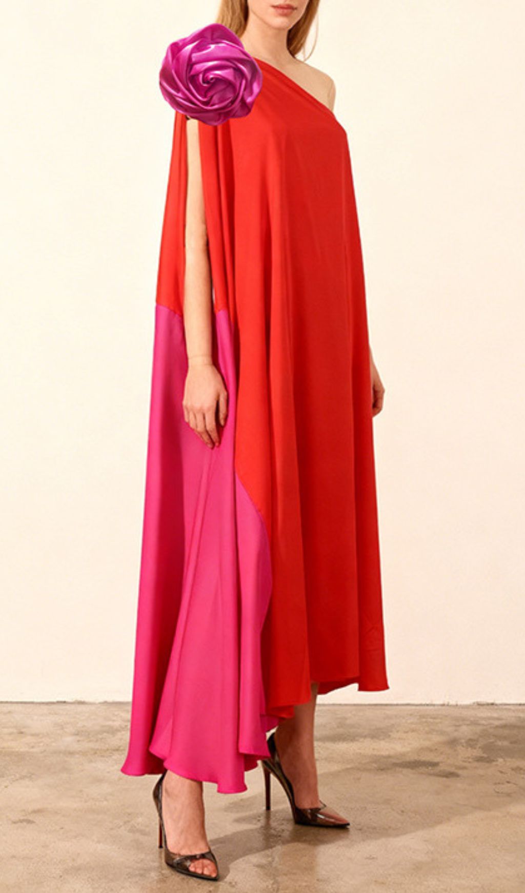 Jaslene Vibrant One-Shoulder Maxi Dress | Bold Floral Statement Gown