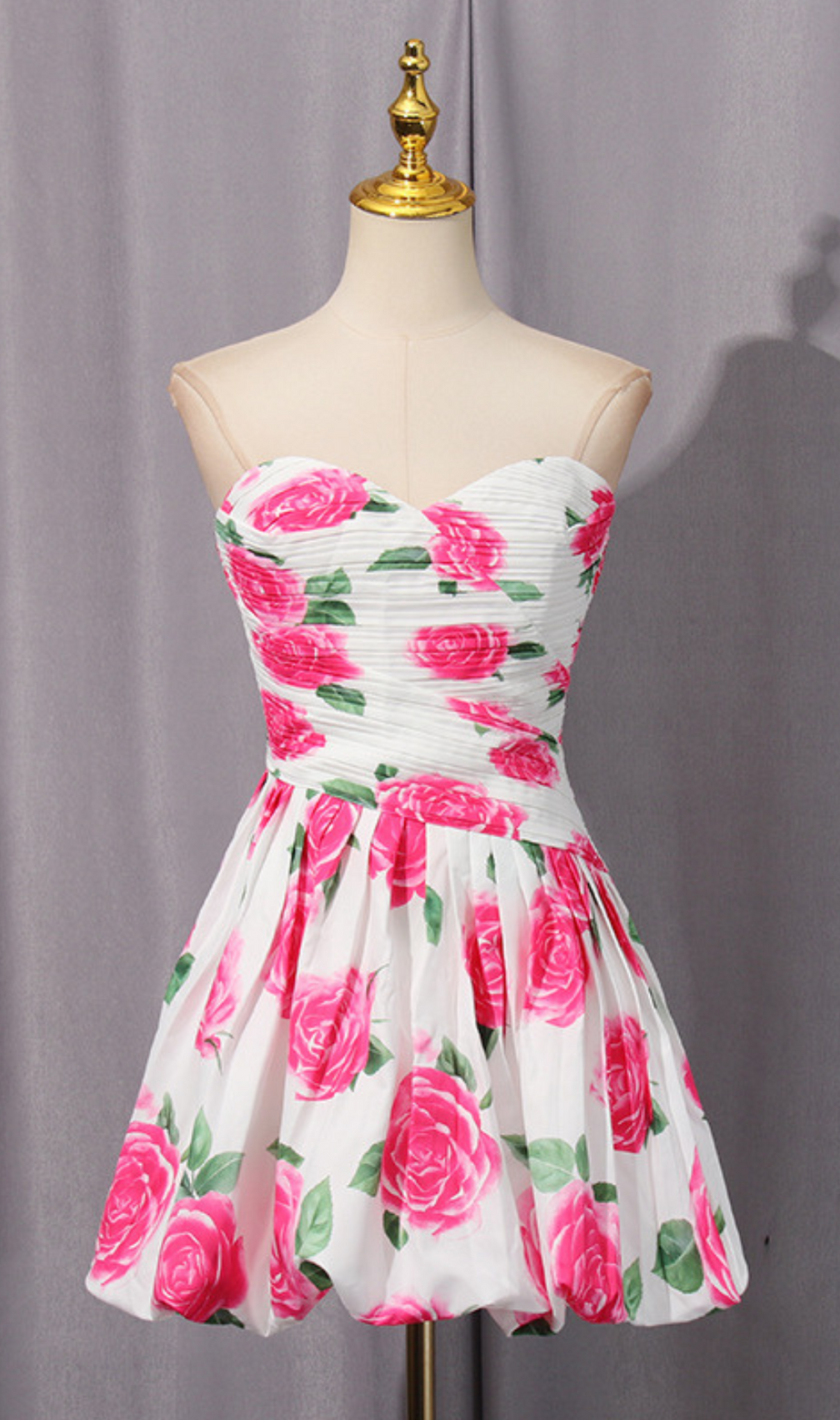 Heloise Strapless Flower Mini Dress