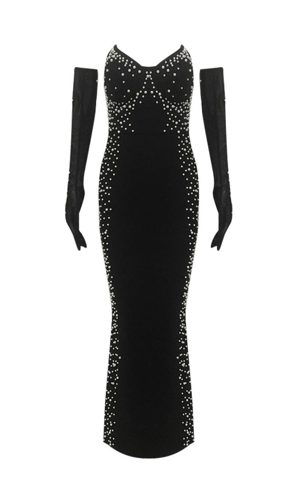 Kojo Black Beaded Bandage Maxi Dress