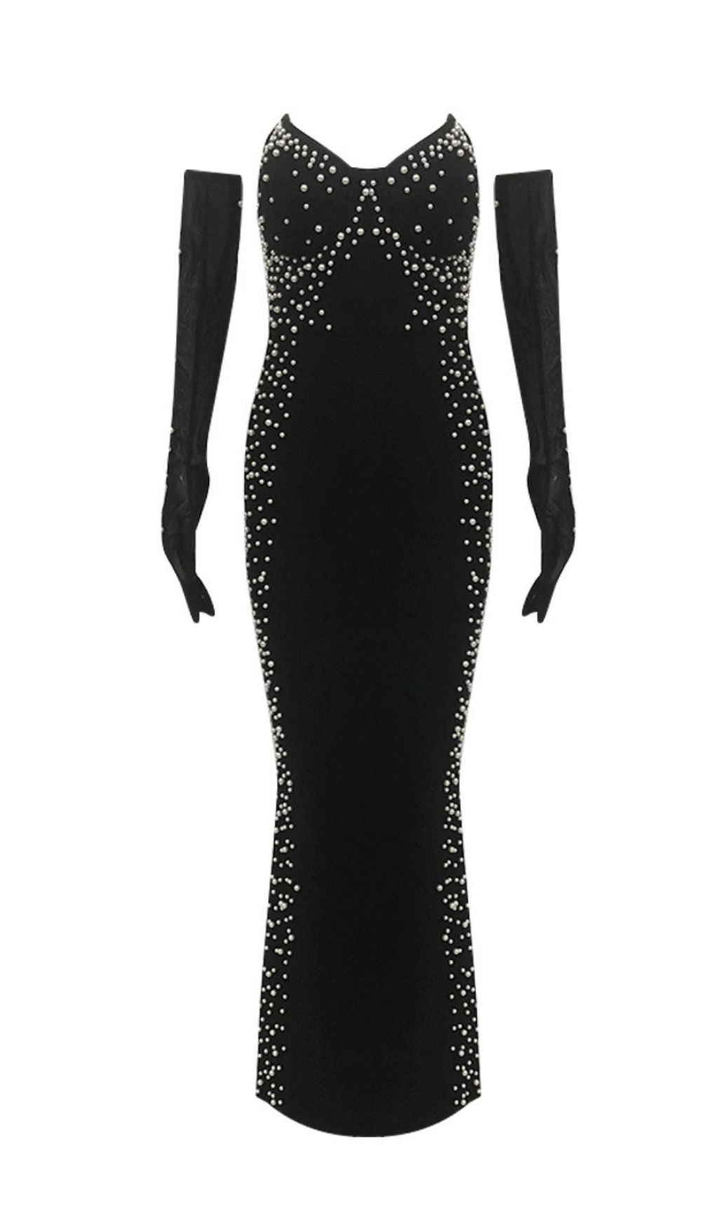 Kojo Black Beaded Bandage Maxi Dress