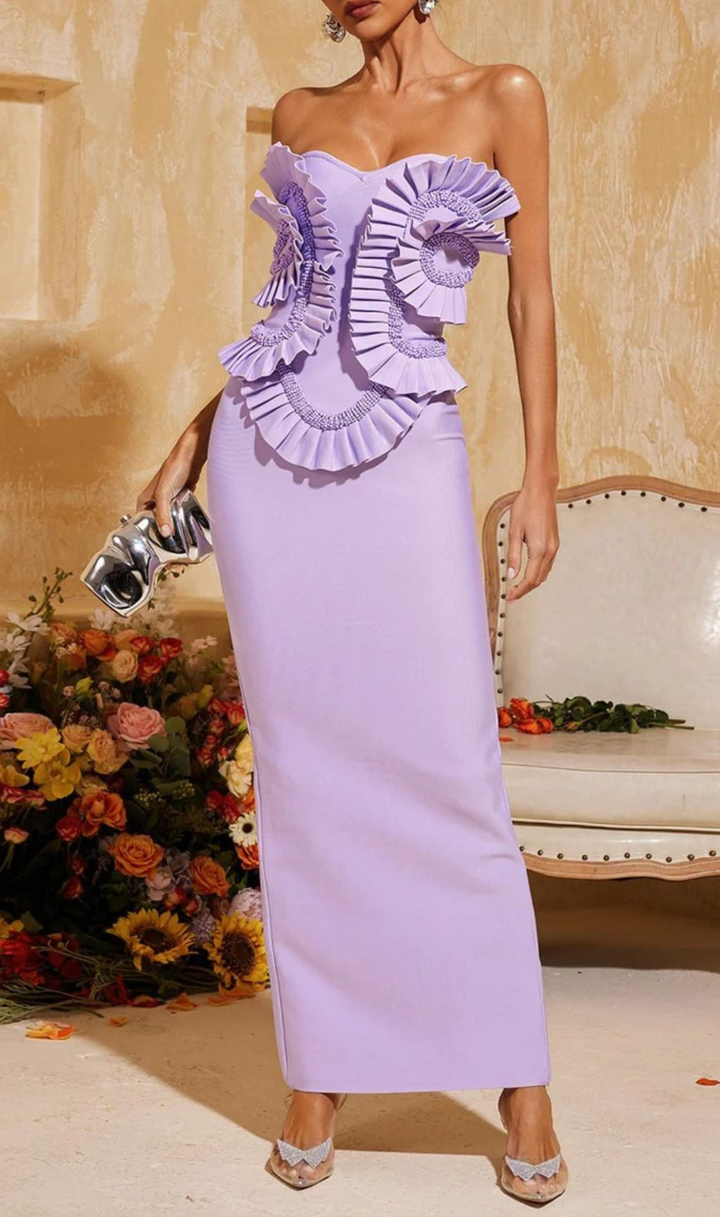 Petulah Strapless Ruched Bandage Maxi Dress