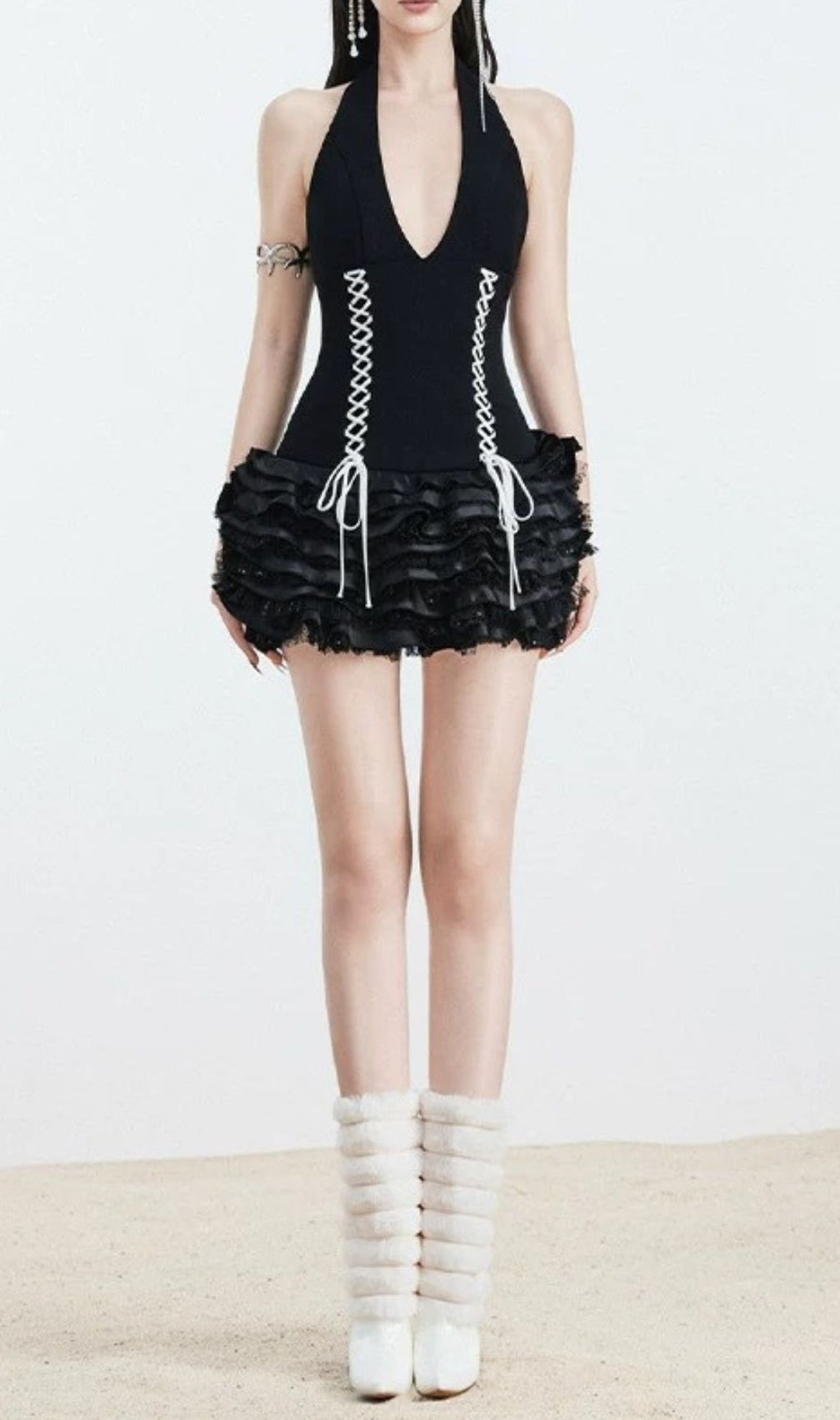 Fidella Black Halter Mini Dress