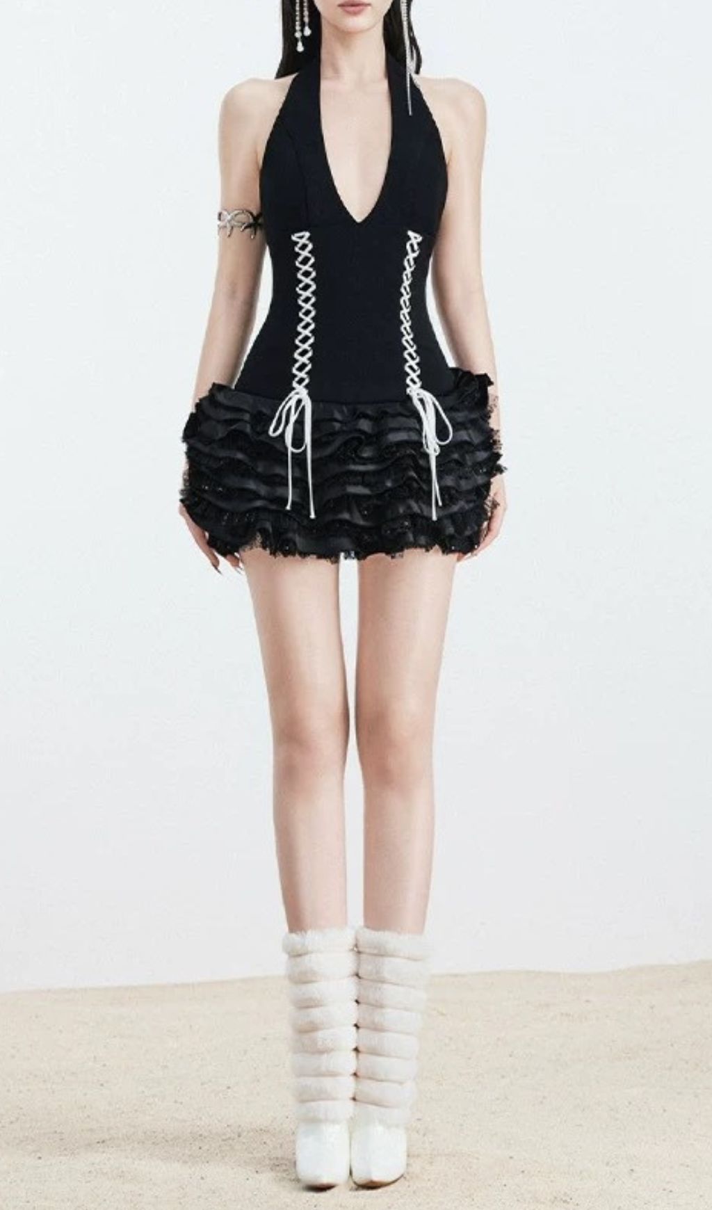 Fidella Black Halter Mini Dress