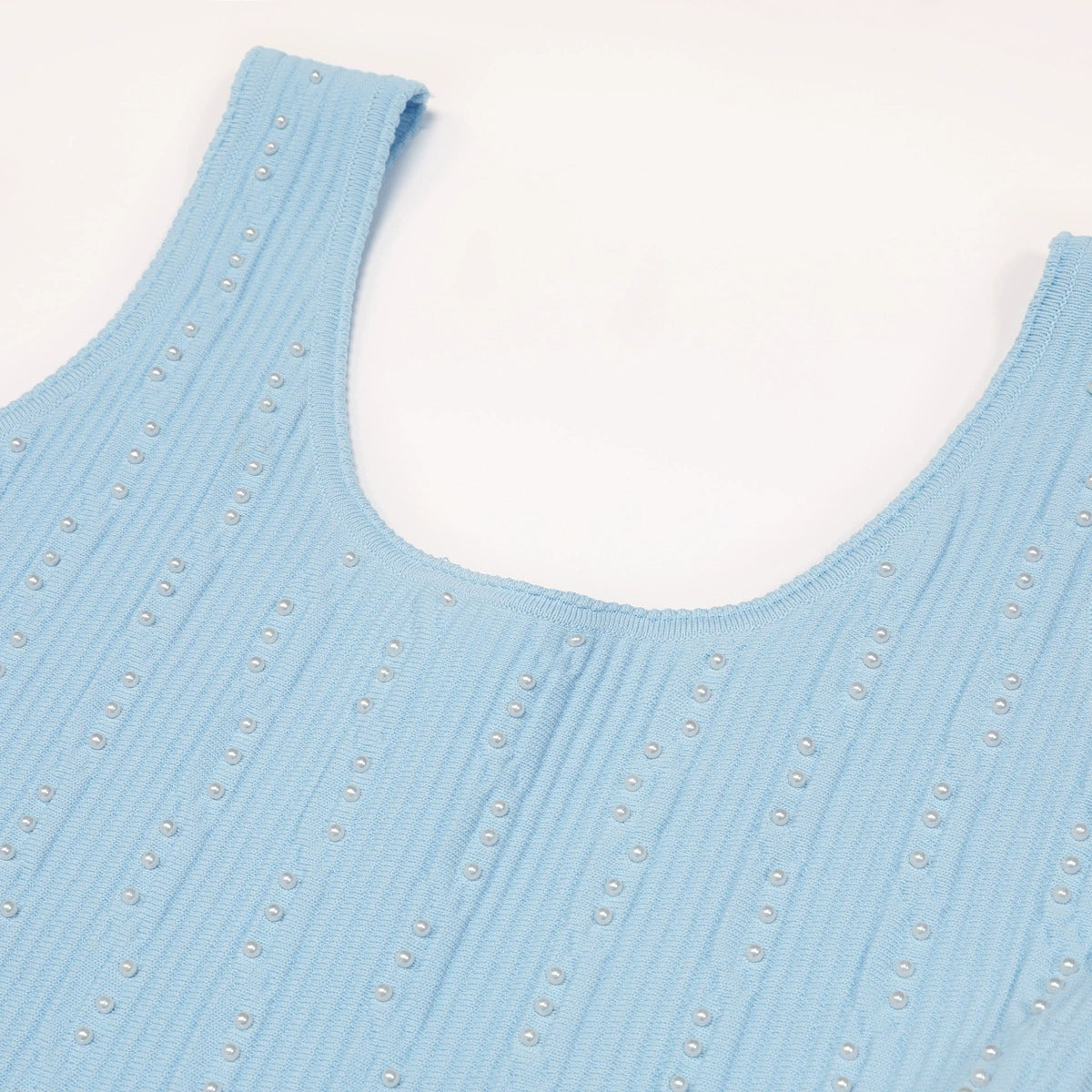 Kinneret Blue Sleeveless Beaded Knit Mini Dress