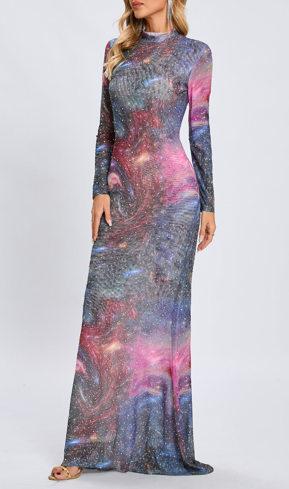 Casiphia Printed Hot Drill Maxi Dress